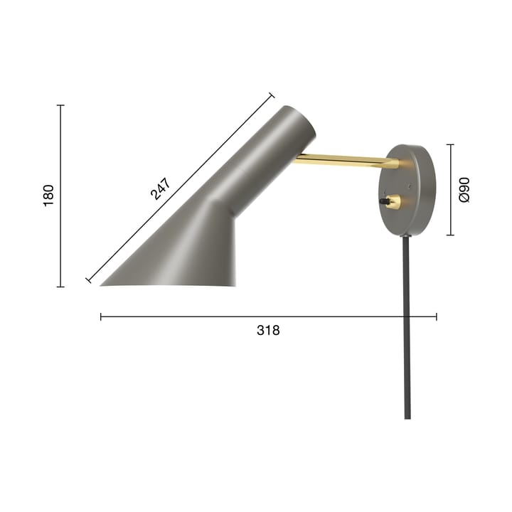 Candeeiro de parede AJ, Brass-warm grey Louis Poulsen