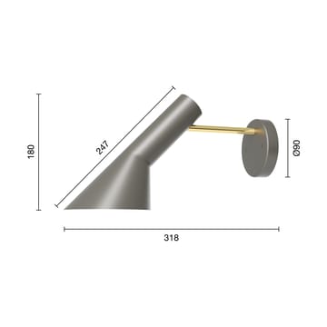 Candeeiro de parede AJ instalação fixa sem interruptor - Brass-warm grey - Louis Poulsen