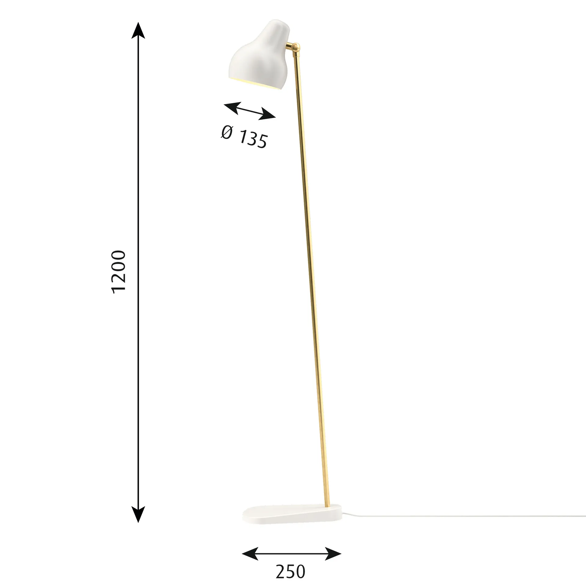 Candeeiro de pé VL38, Branco Louis Poulsen
