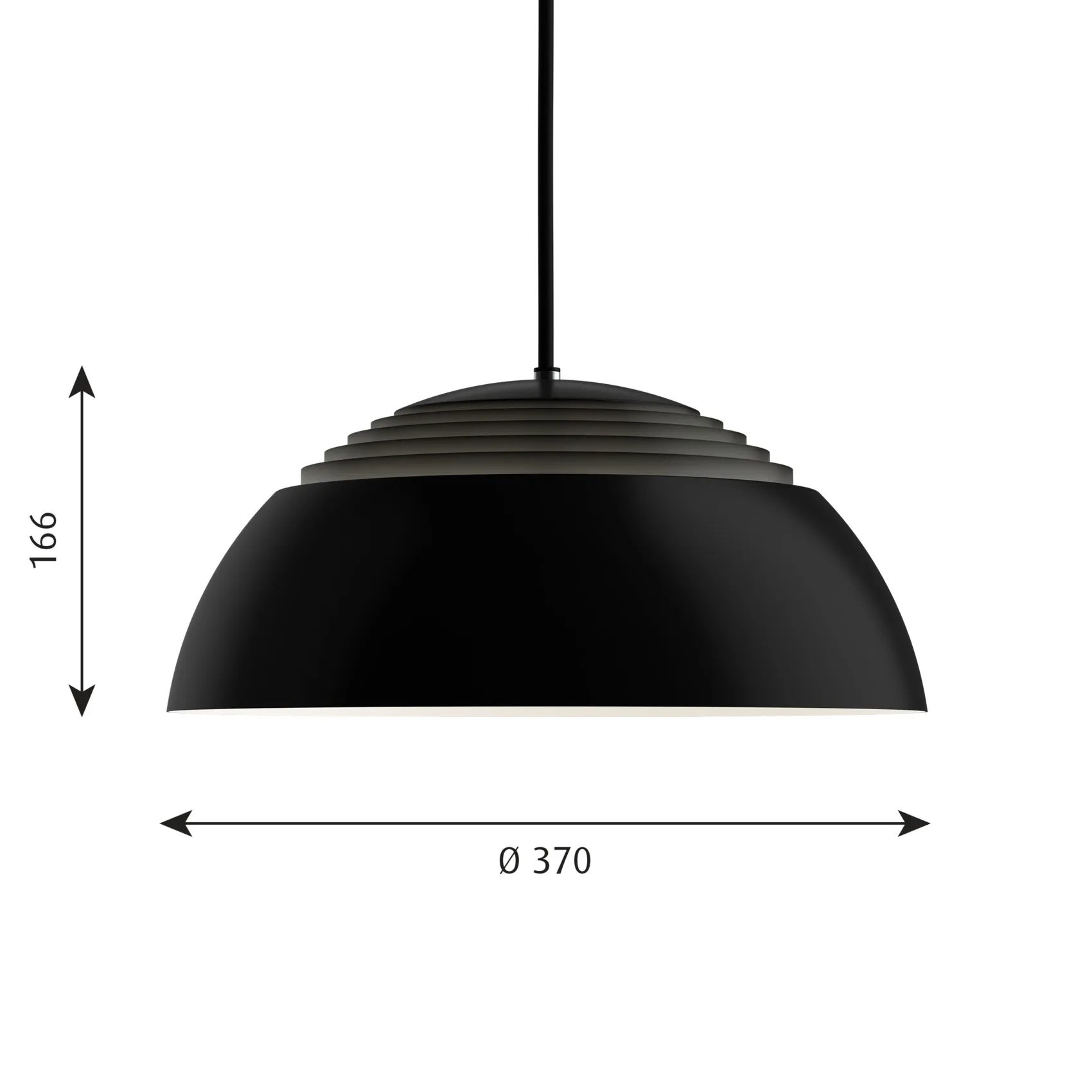 Candeeiro suspenso AJ Royal Ø37 cm, Preto Louis Poulsen