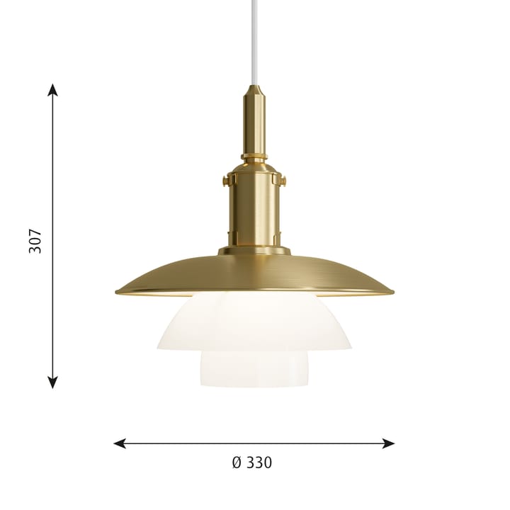 Candeeiro suspenso PH 3/3 Limited Edition, Latão-vidro opala Louis Poulsen
