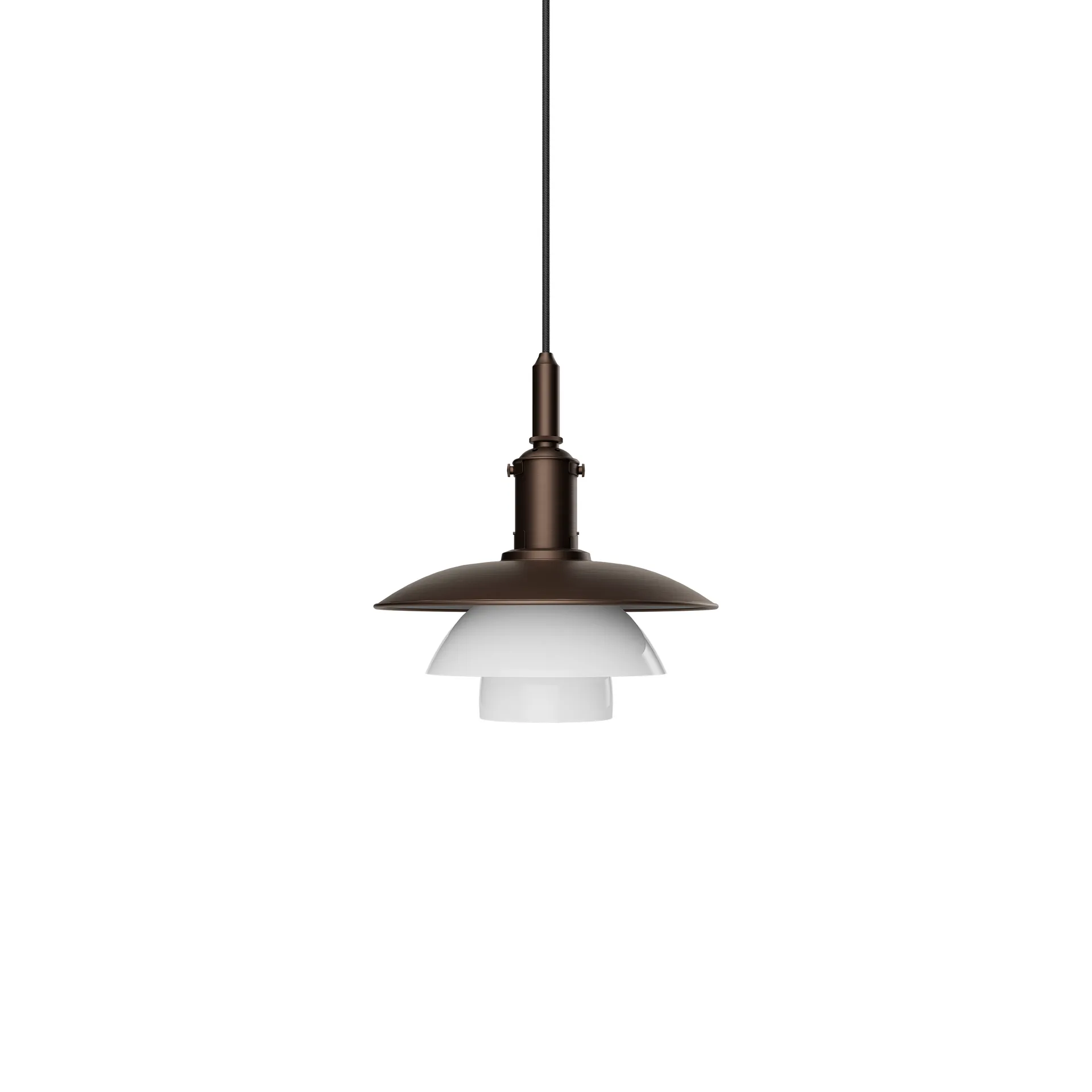 Candeeiro suspenso PH 3/3 Luna, Aged brass-vidro opalino Louis Poulsen