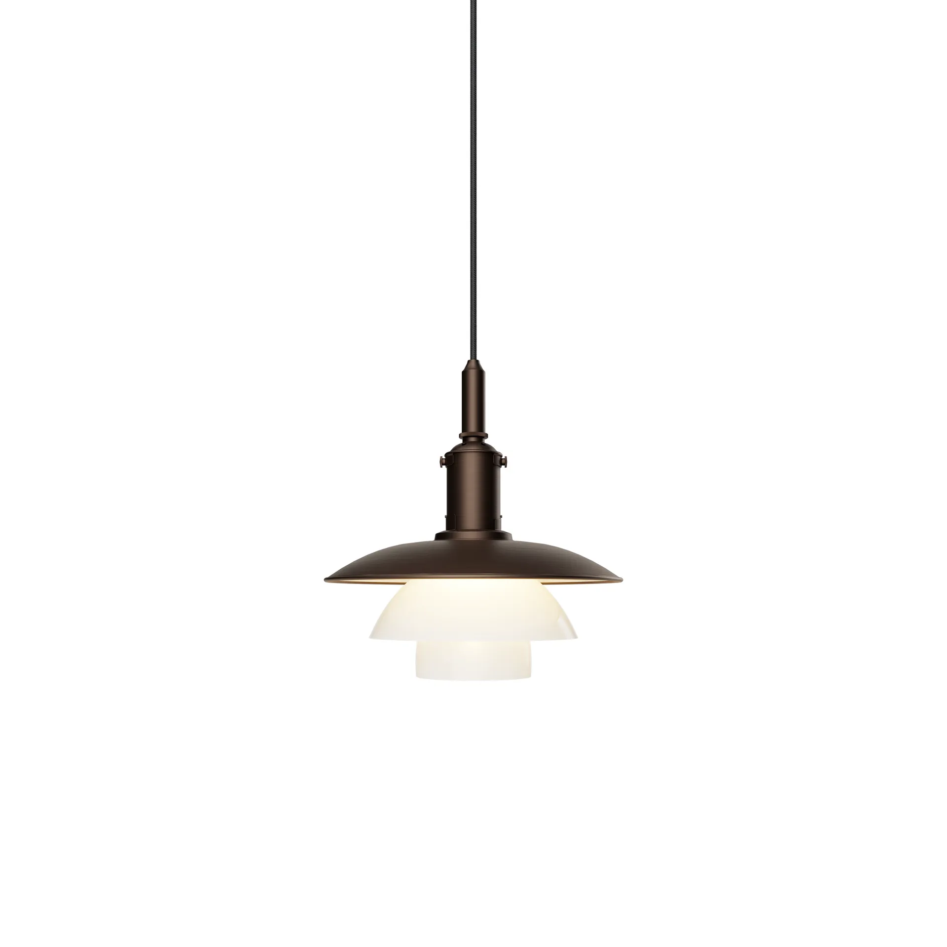 Candeeiro suspenso PH 3/3 Luna, Aged brass-vidro opalino Louis Poulsen