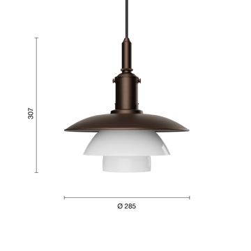 Candeeiro suspenso PH 3/3 Luna - Aged brass-vidro opalino - Louis Poulsen