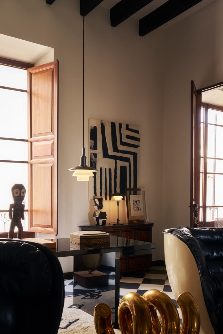 Candeeiro suspenso PH 3/3 Luna, Aged brass-vidro opalino Louis Poulsen