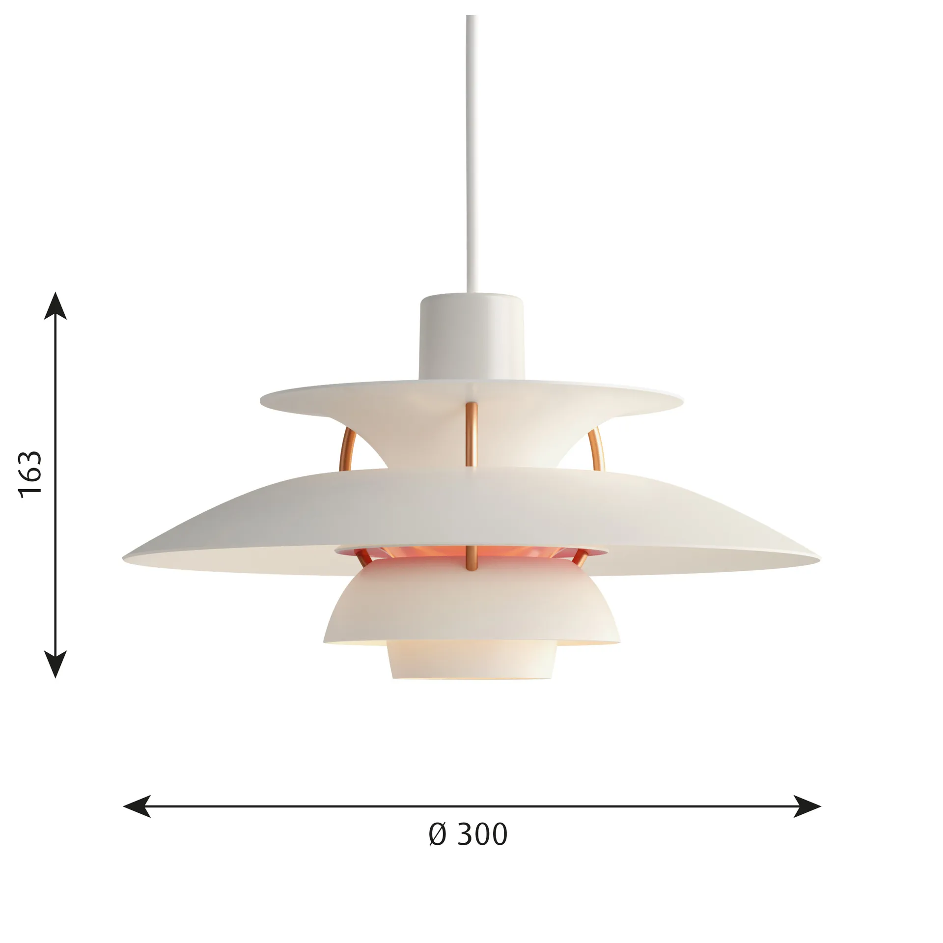 Candeeiro suspenso PH 5, Ø300, Branco moderno Louis Poulsen