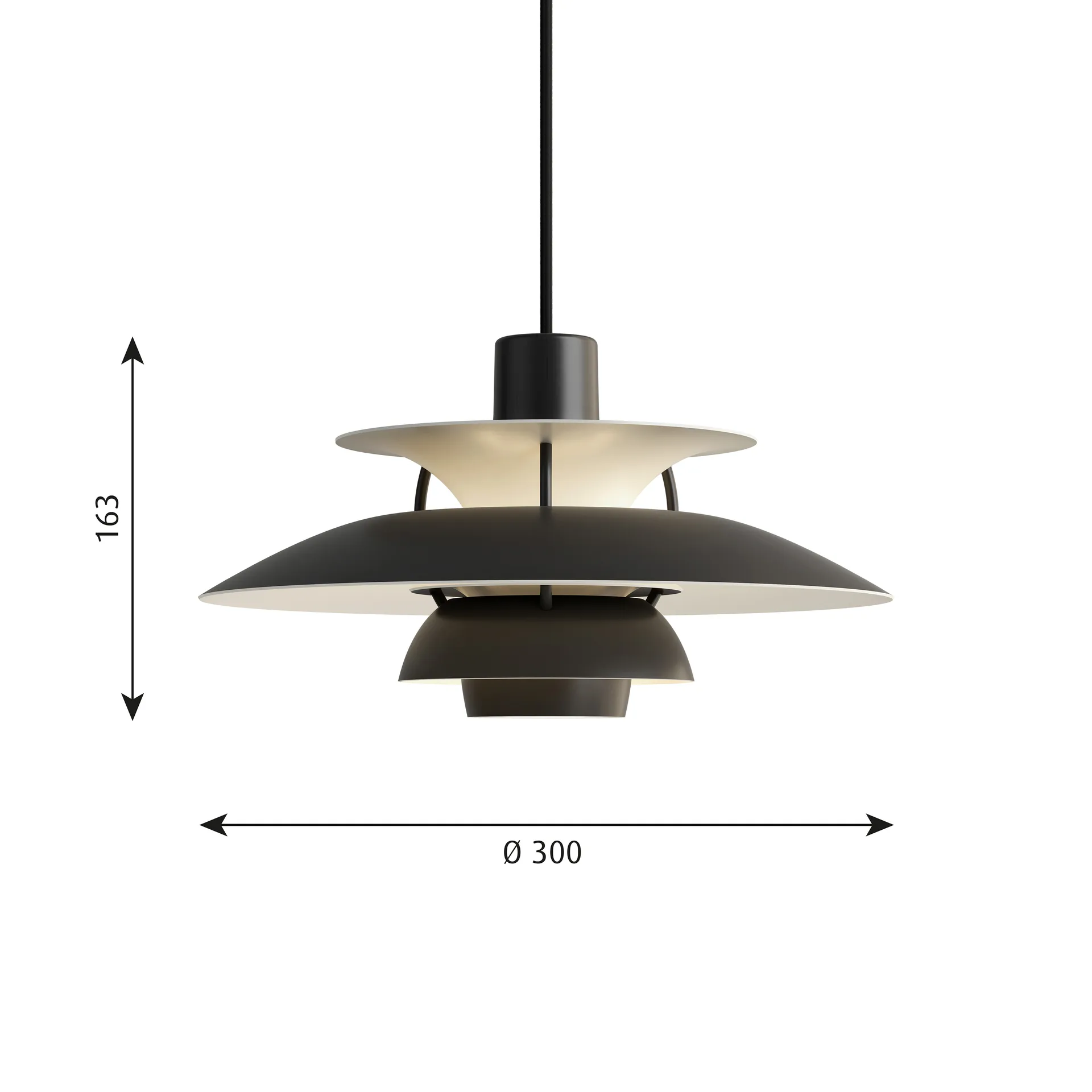 Candeeiro suspenso PH 5, Ø300, Preto Louis Poulsen
