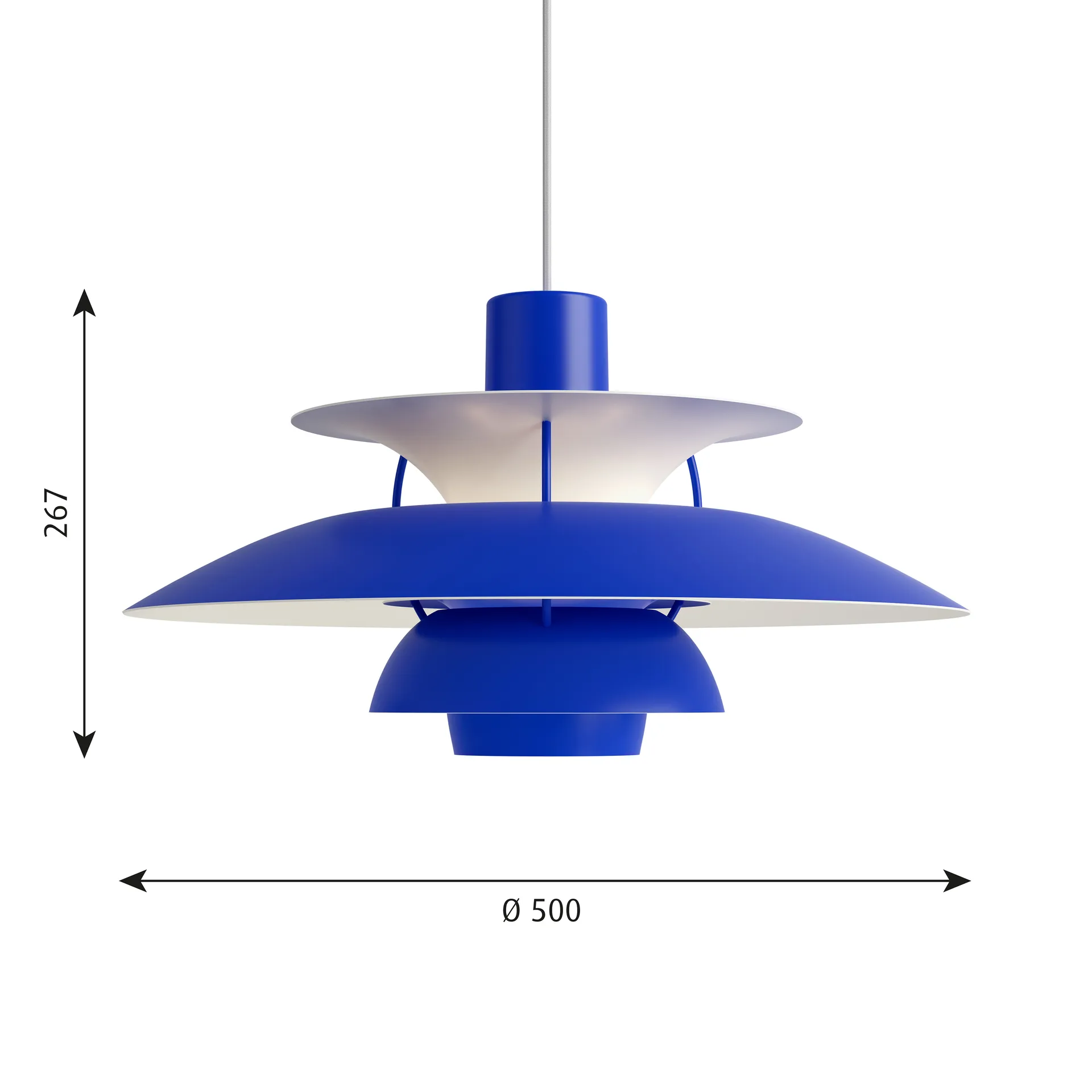 Candeeiro suspenso PH 5, Ø500, Azul Louis Poulsen