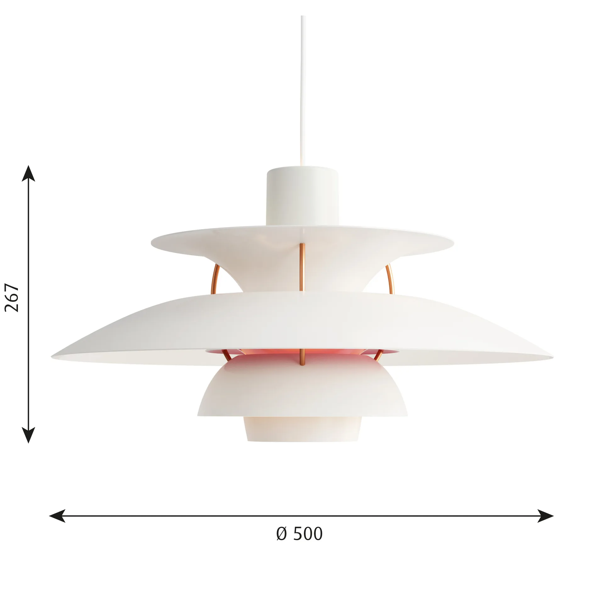 Candeeiro suspenso PH 5, Ø500, Branco Louis Poulsen