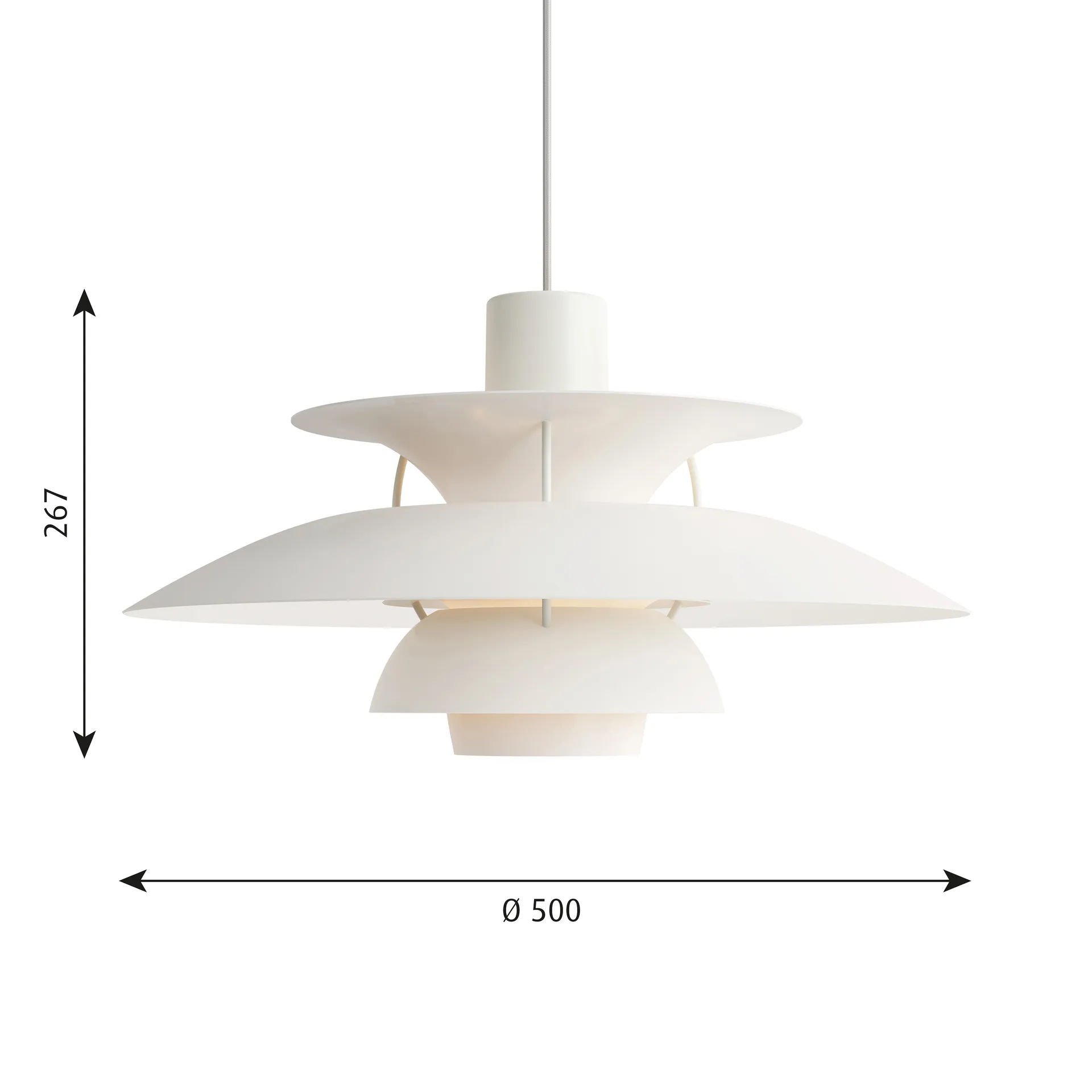Candeeiro suspenso PH 5, Ø500, Branco Louis Poulsen