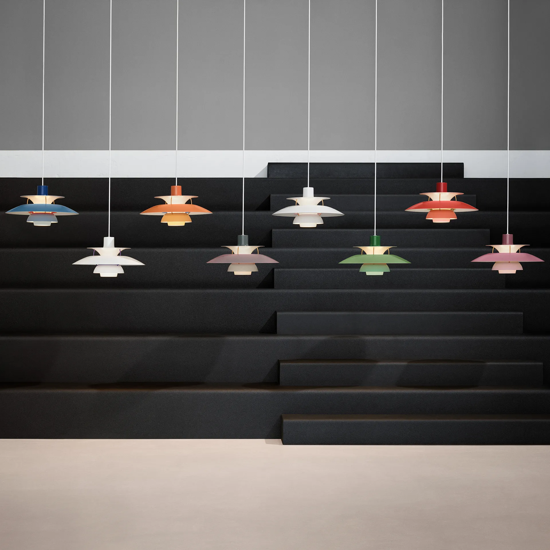 Candeeiro suspenso PH 5, Ø500, Cinza Louis Poulsen