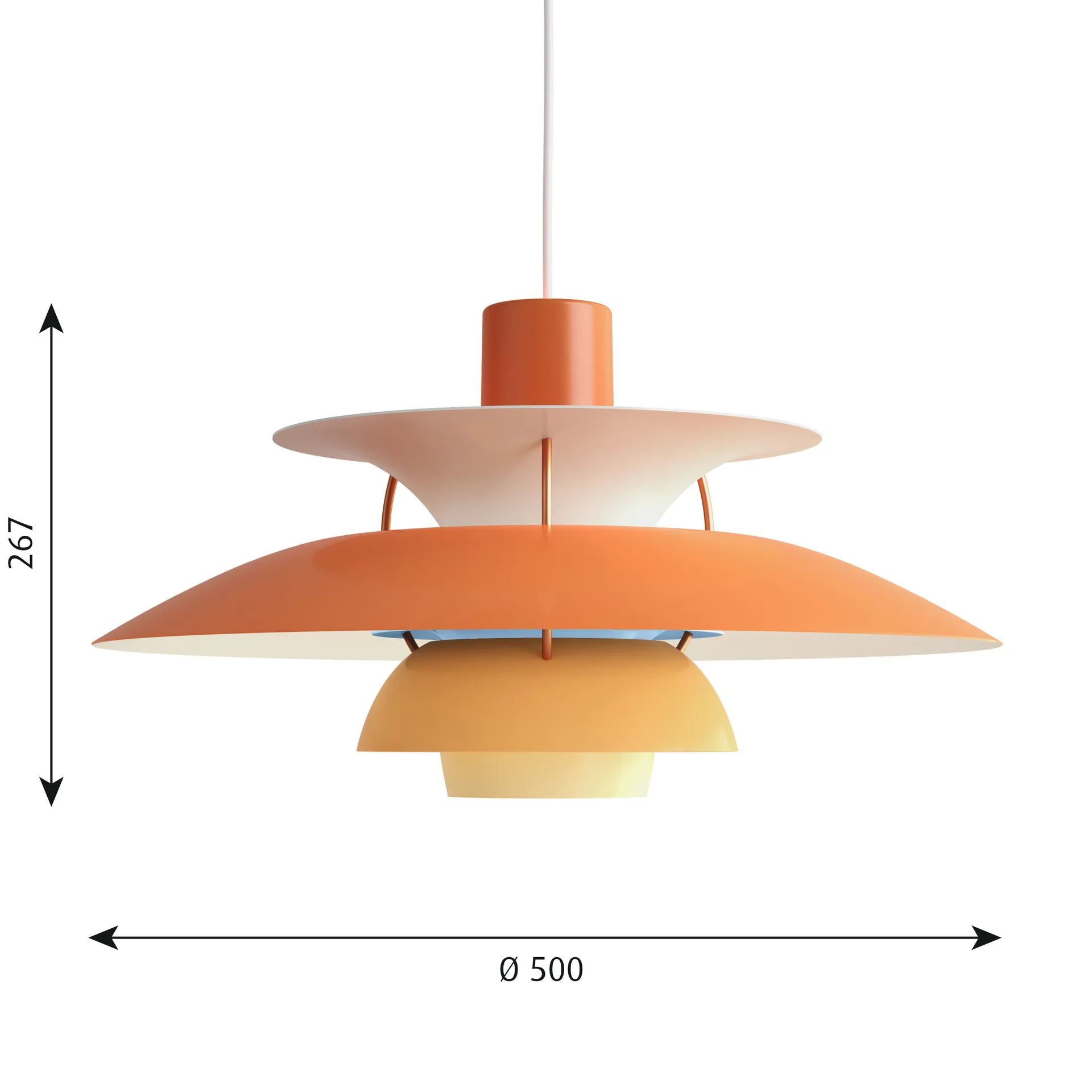 Candeeiro suspenso PH 5, Ø500, Laranja Louis Poulsen