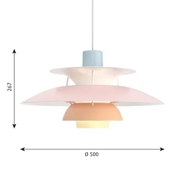 Candeeiro suspenso PH 5 - Ø500, Pastel-azul-rosa-peach - Louis Poulsen