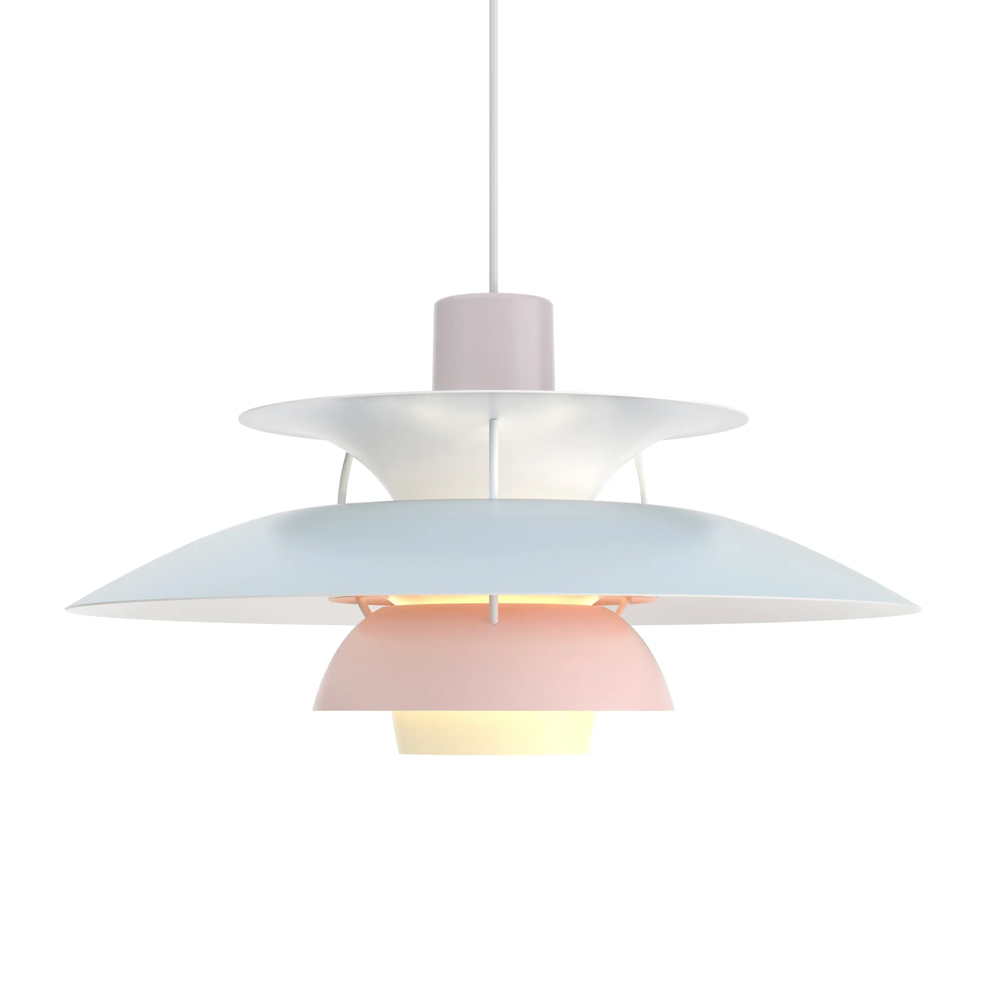Candeeiro suspenso PH 5, Ø500, Pastel-cinzento ostra-azul-rosa Louis Poulsen