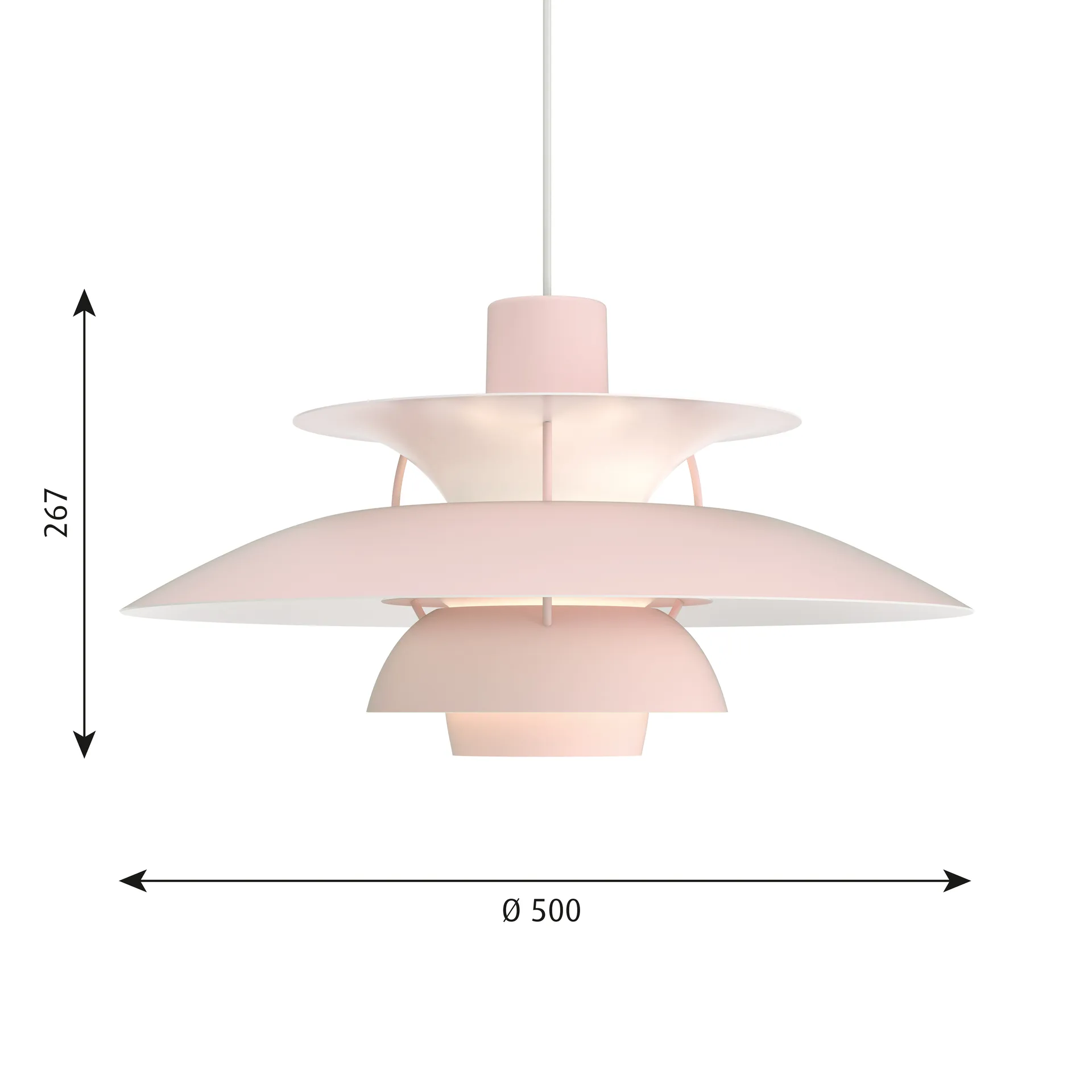 Candeeiro suspenso PH 5, Ø500, Rosa claro Louis Poulsen