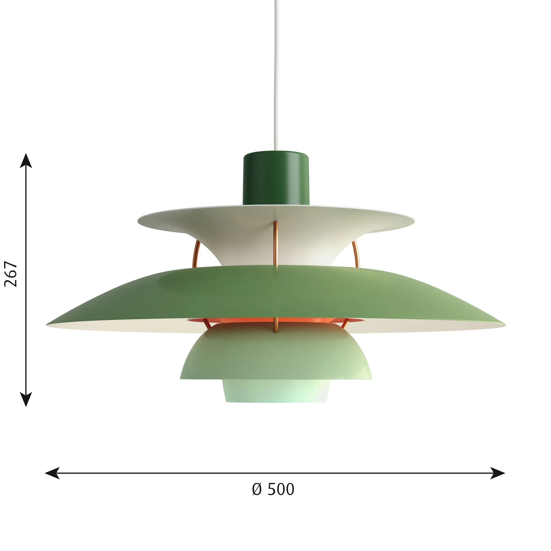 Candeeiro suspenso PH 5, Ø500, Verde Louis Poulsen