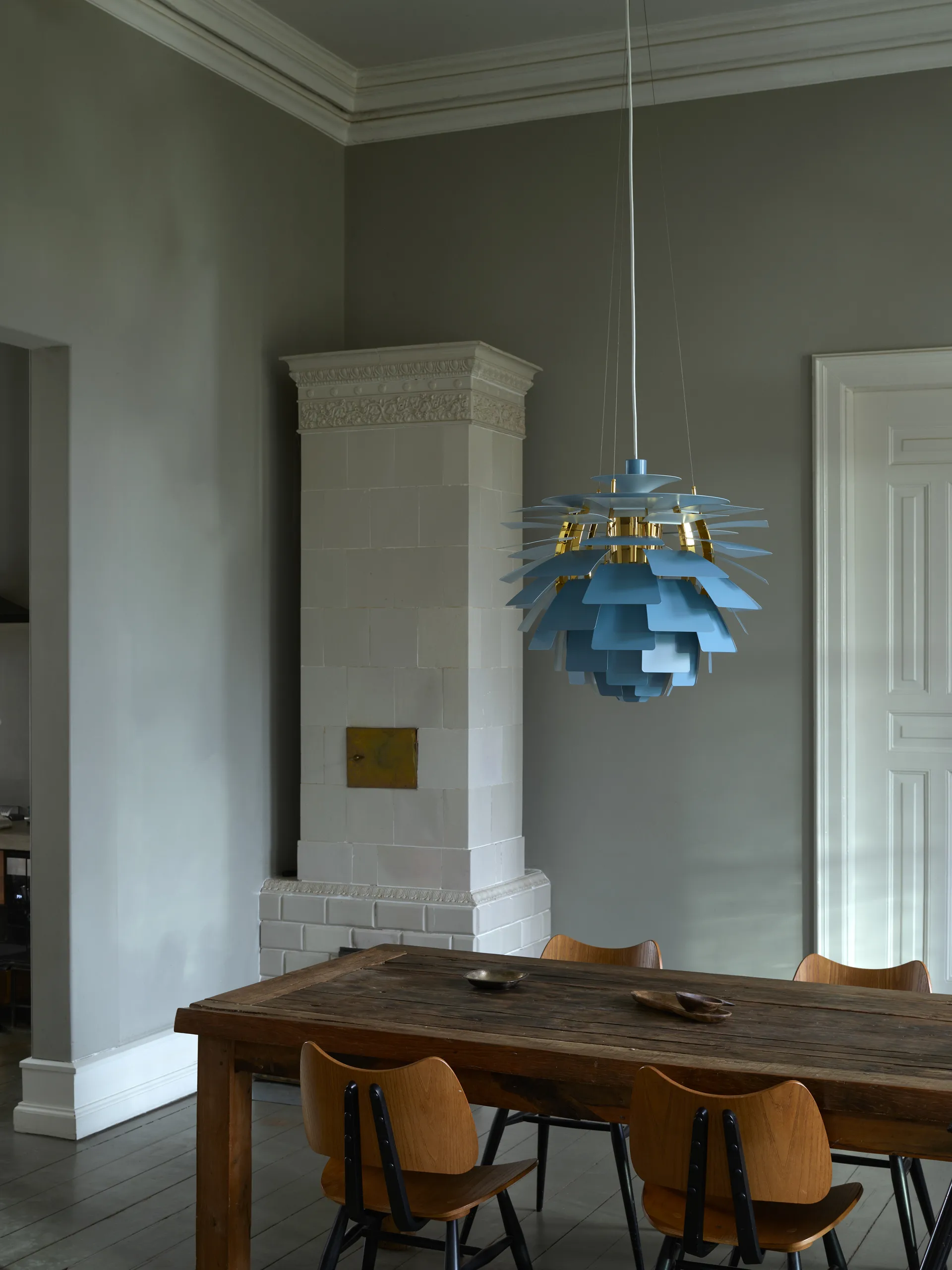 Candeeiro suspenso PH Artichoke Ø48 cm, Dusty blue-brass metallised Louis Poulsen