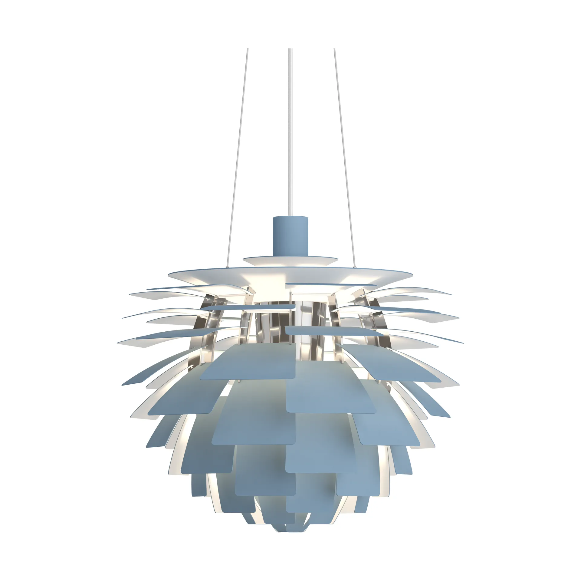 Candeeiro suspenso PH Artichoke Ø48 cm, Dusty blue-high lustre chrome plated Louis Poulsen