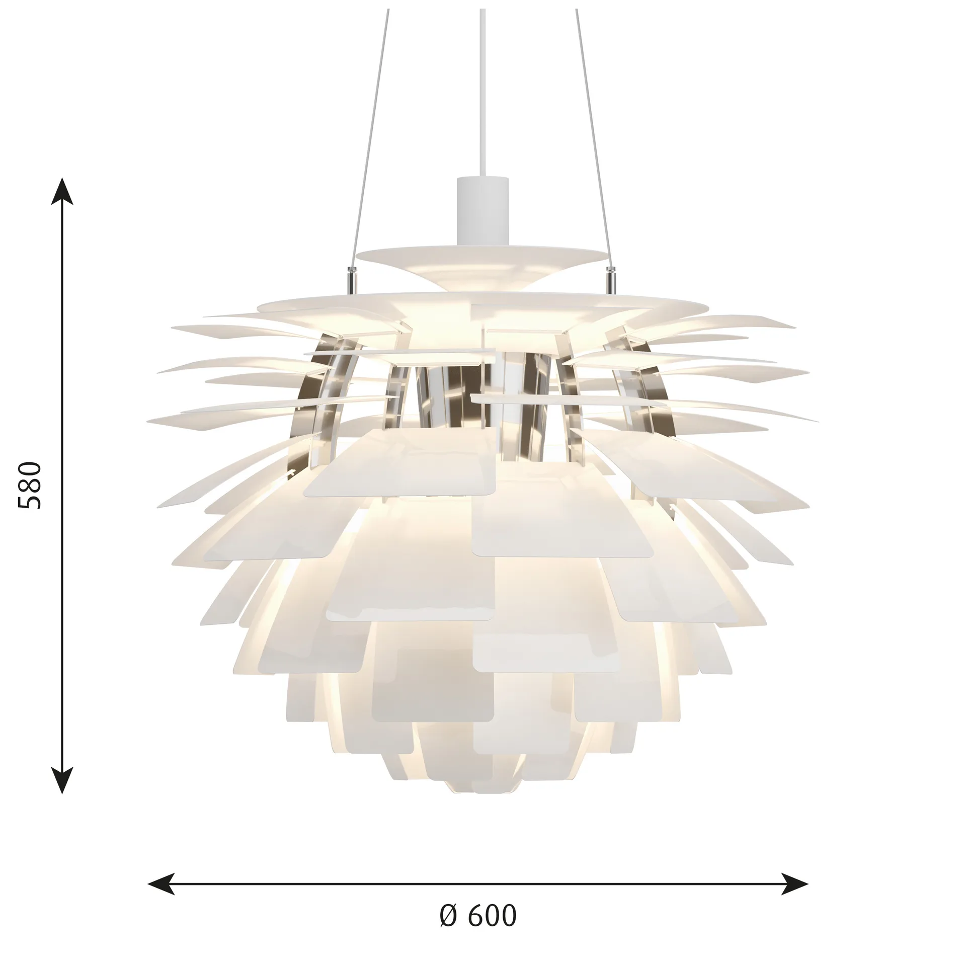 Candeeiro suspenso PH Artichoke Ø60 cm, Branco Louis Poulsen