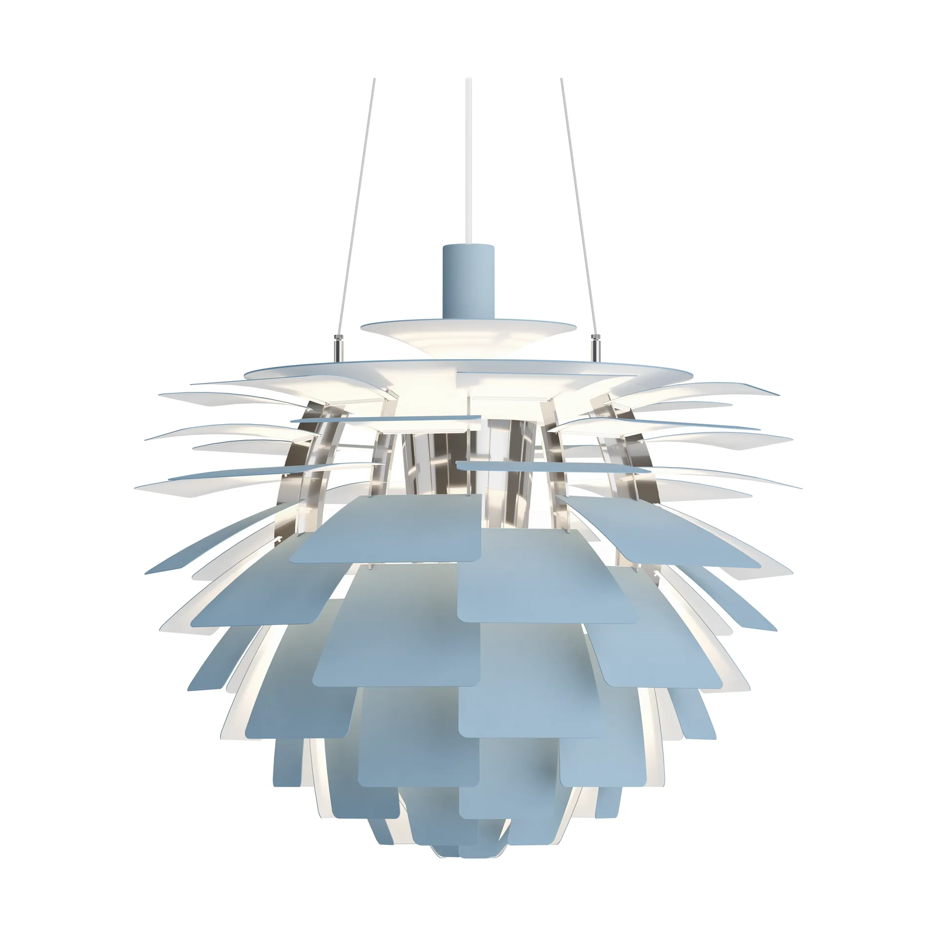 Candeeiro suspenso PH Artichoke Ø60 cm, Dusty blue-high lustre chrome plated Louis Poulsen