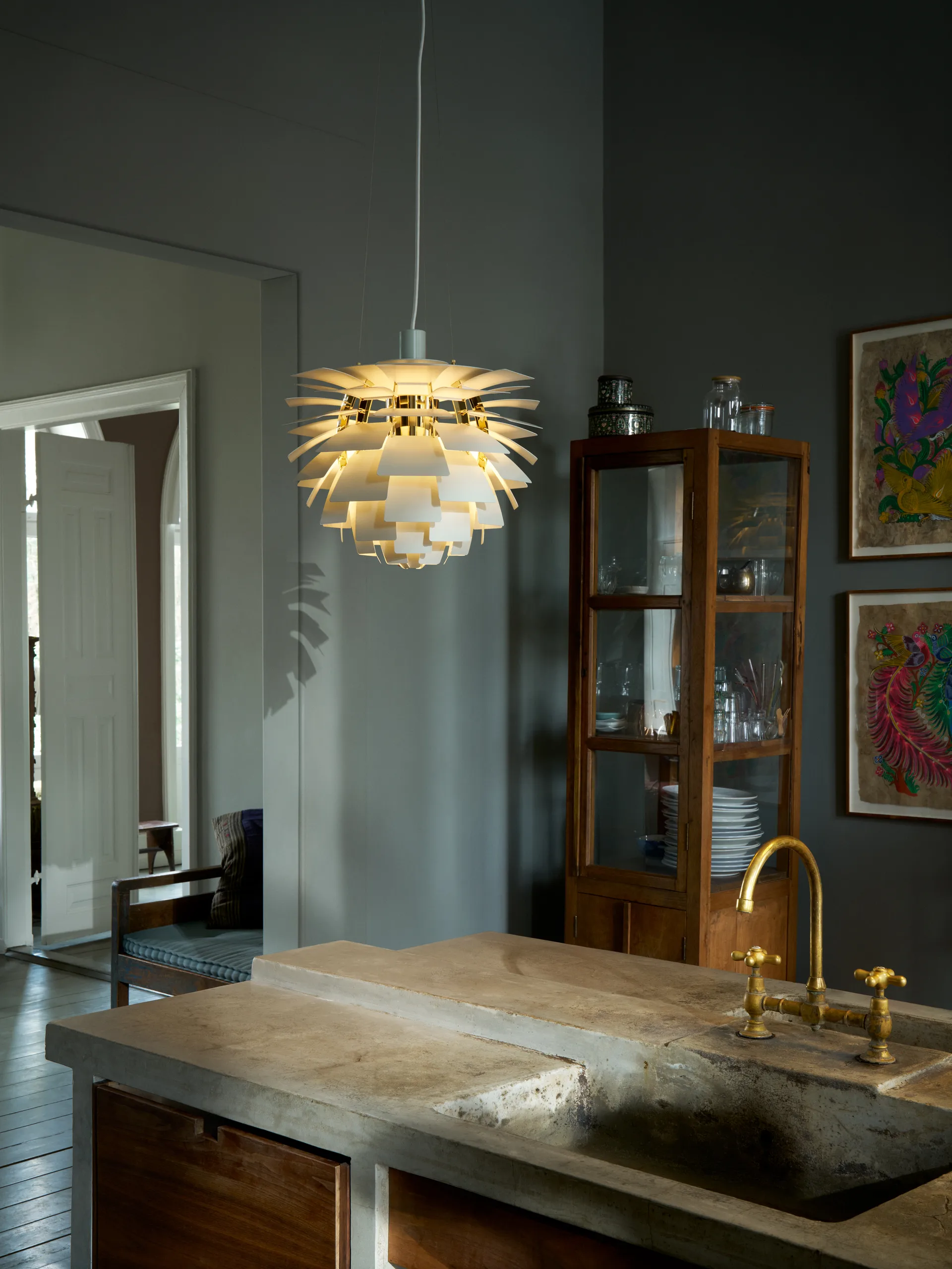 Candeeiro suspenso PH Artichoke Ø60 cm, Dusty green-brass metallised Louis Poulsen