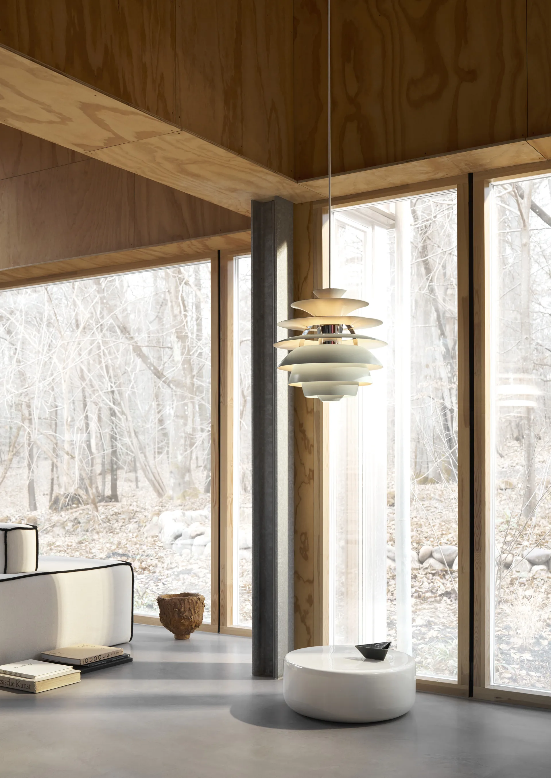 Candeeiro suspenso PH Snowball, Dusty blue-chrome Louis Poulsen