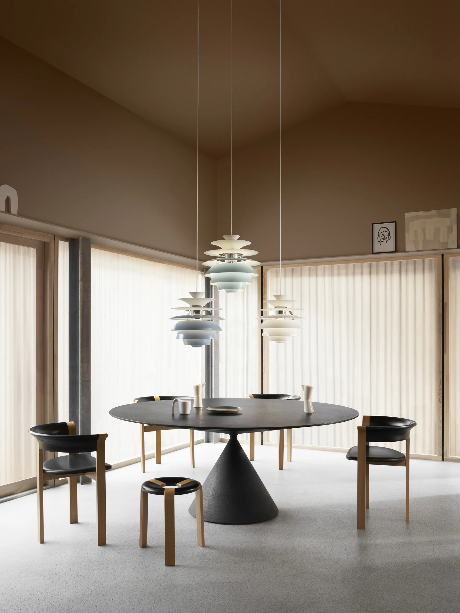 Candeeiro suspenso PH Snowball, Dusty blue-chrome Louis Poulsen