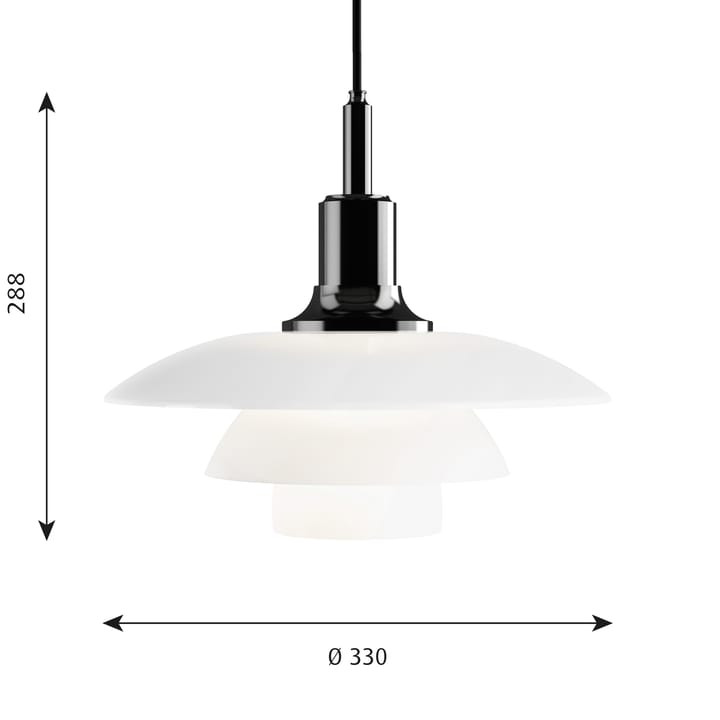 Candeeiro suspenso vidro opala PH 3½-3, Preto Louis Poulsen
