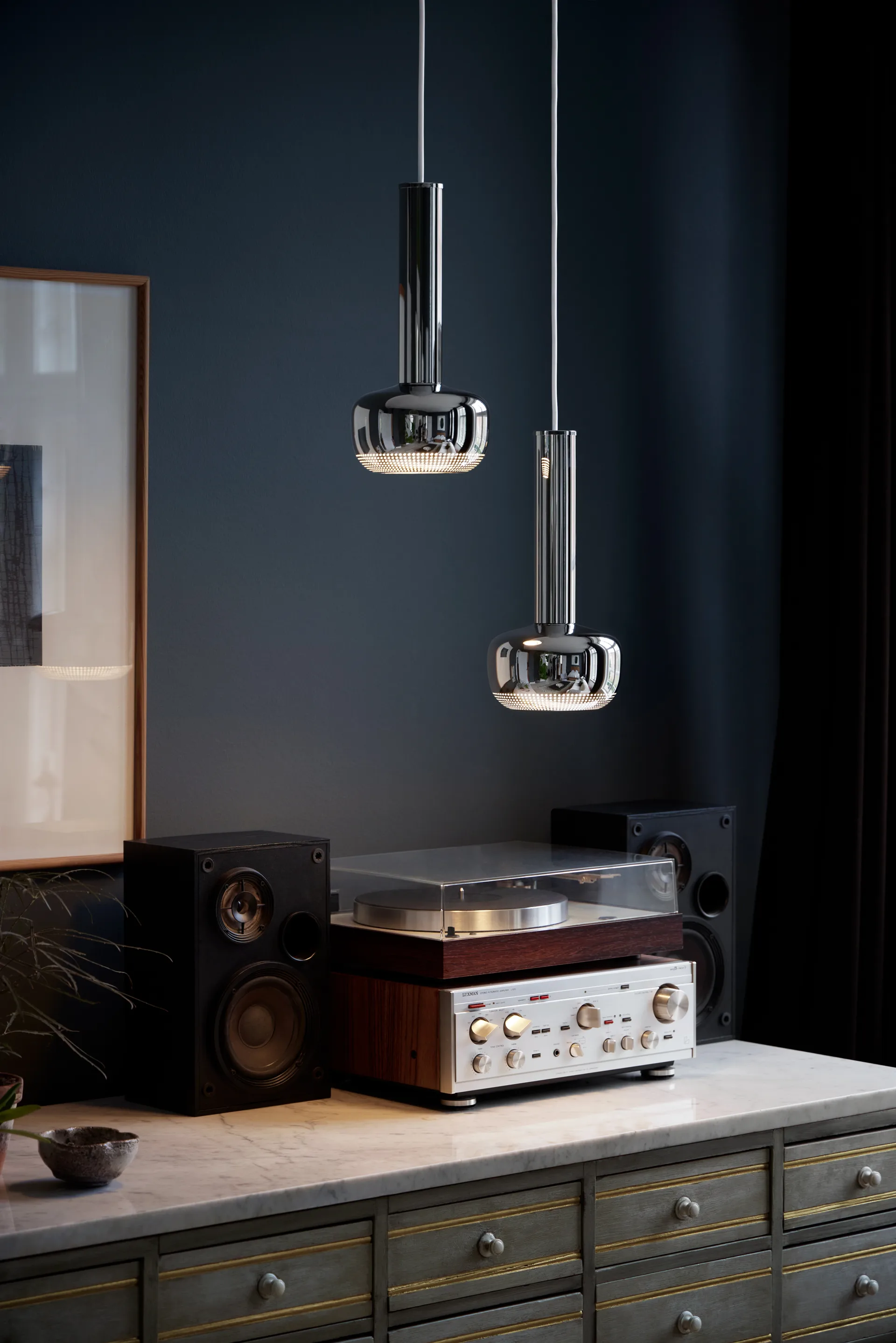 Candeeiro suspenso VL 56, Cromado de alto brilho Louis Poulsen