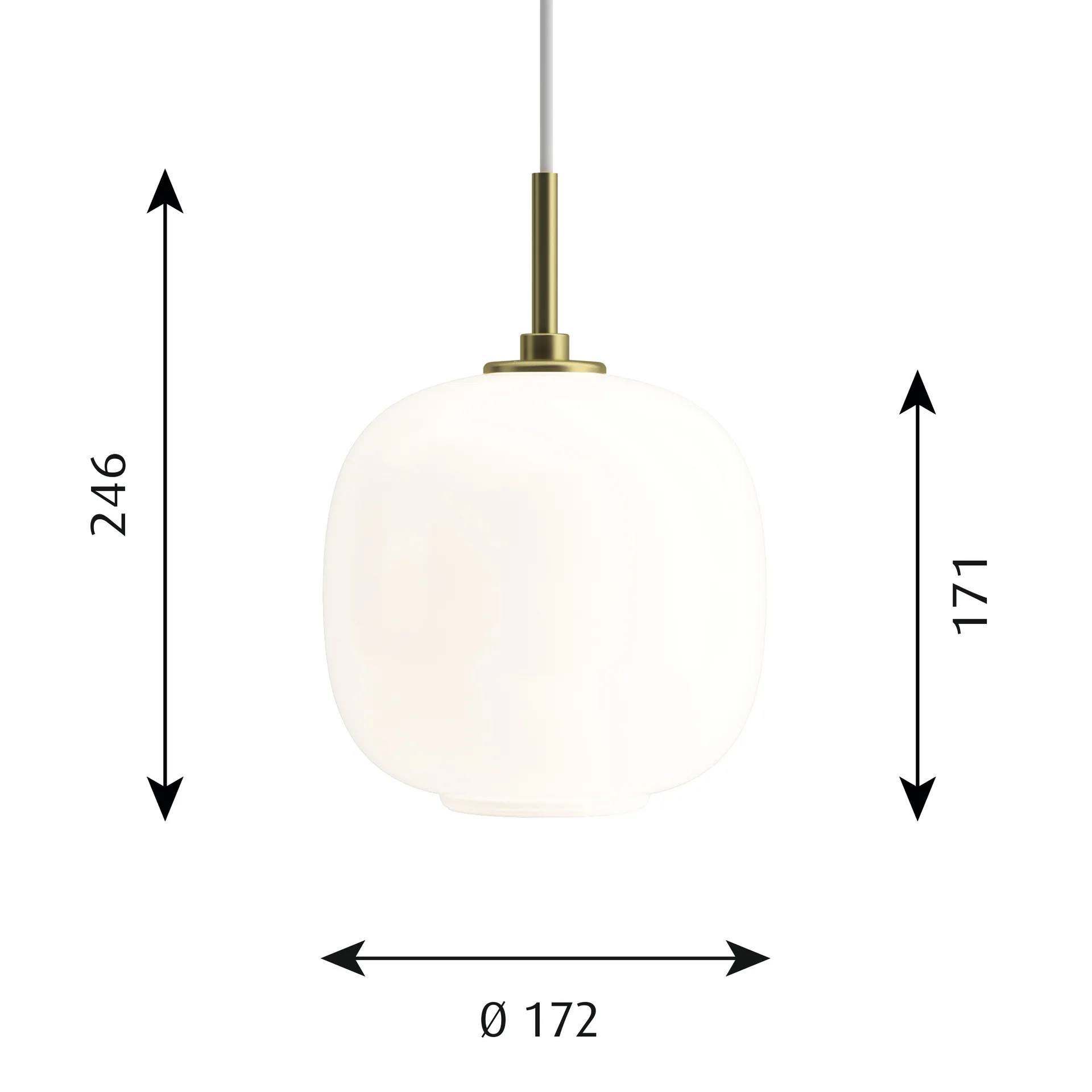 Candeeiro suspenso VL45 Radiohus Ø17,5 cm, Brass-white opal glass Louis Poulsen