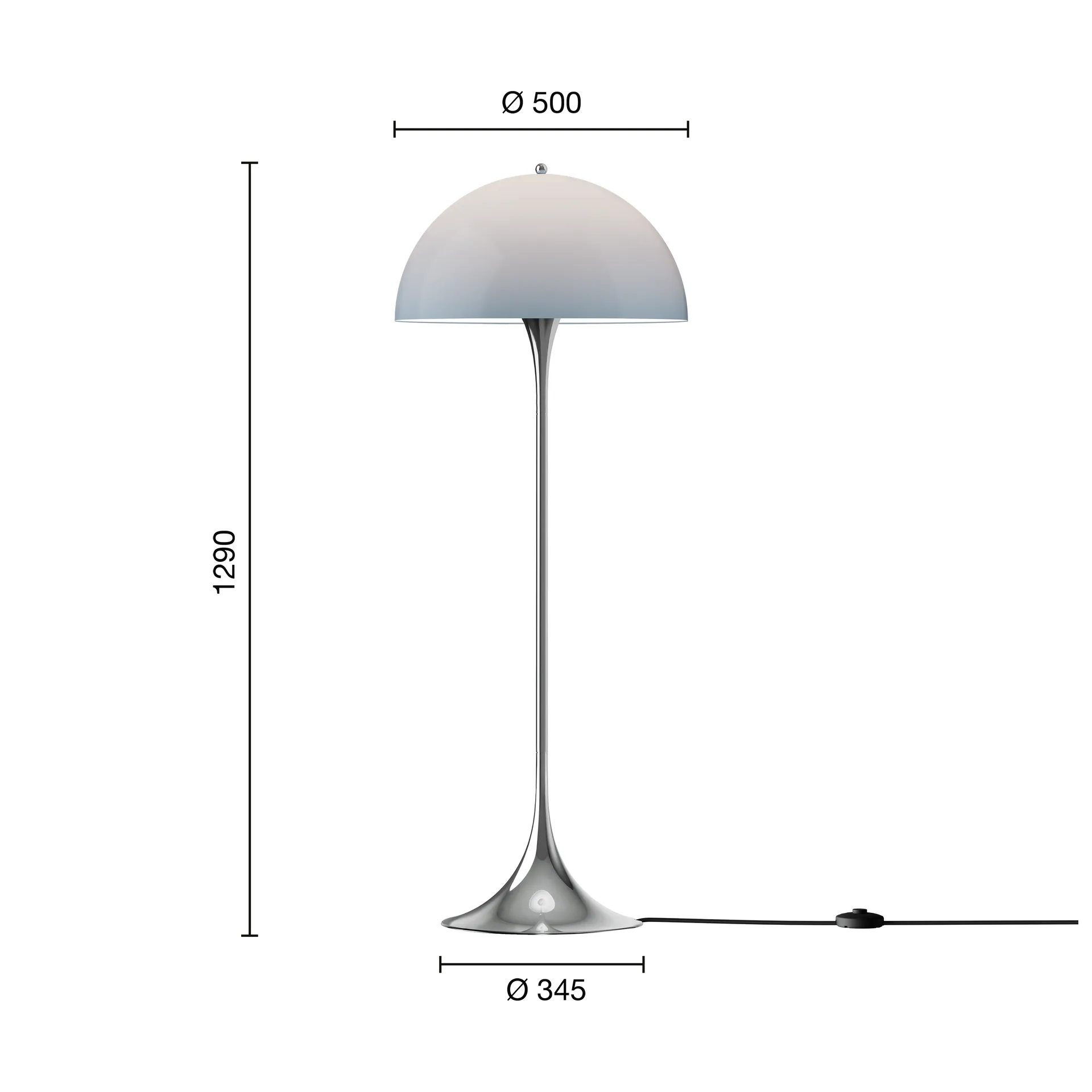 Panthella 500 candeeiro de pé, Original opal azul‑cinzento Louis Poulsen
