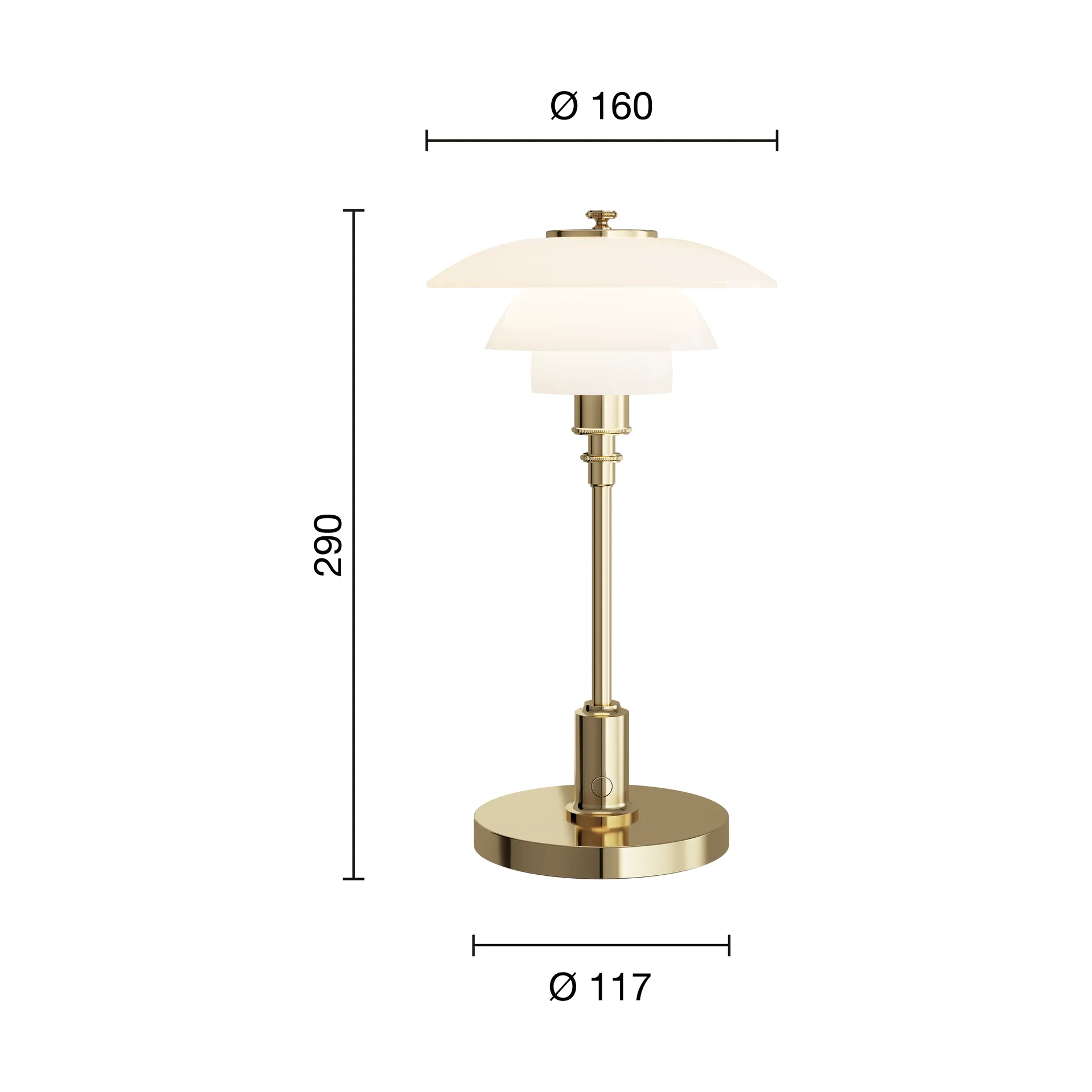PH 1/1 candeeiro de mesa portátil, Banhado a latão Louis Poulsen