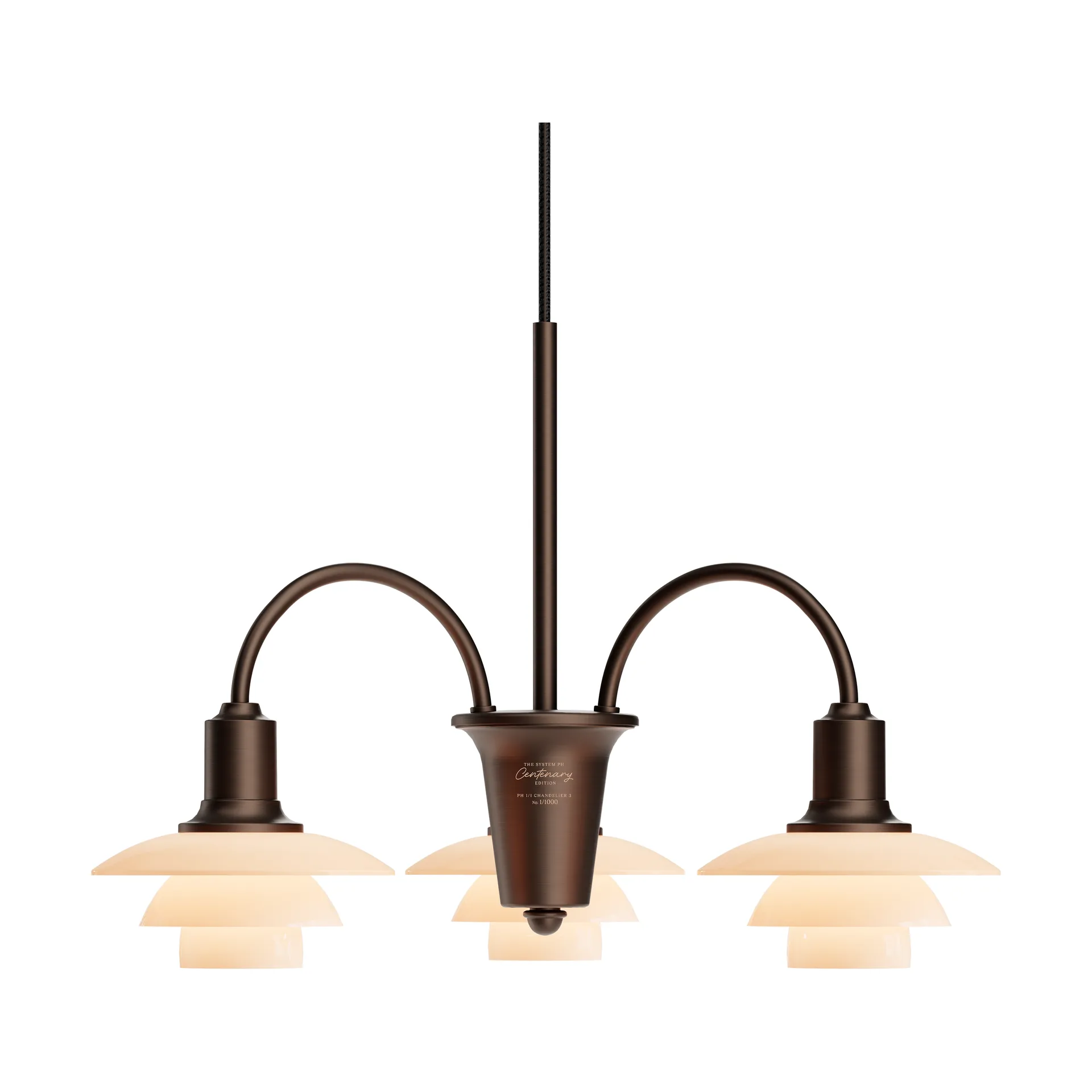 PH 1/1 Chandelier Centenary Edition lustre, Brass-dusty terracotta, 3 braços Louis Poulsen