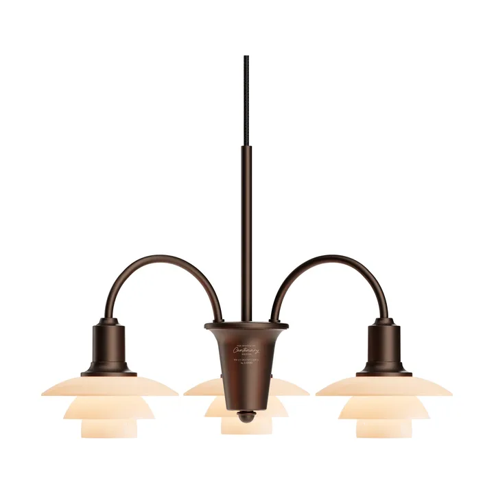 PH 1/1 Chandelier Centenary Edition lustre - Brass-dusty terracotta, 3 braços - Louis Poulsen