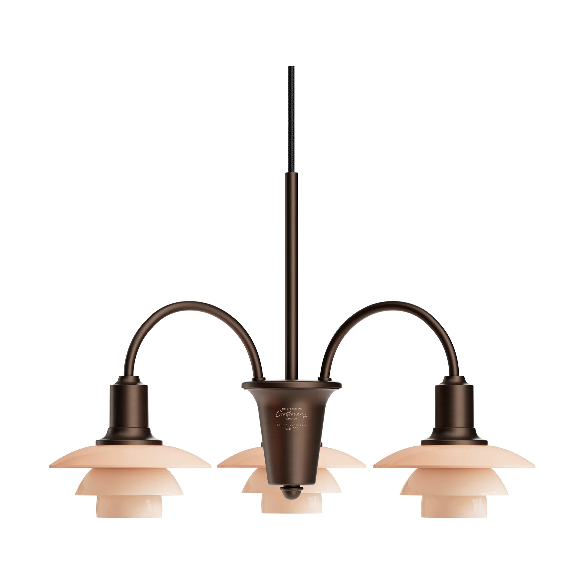 PH 1/1 Chandelier Centenary Edition lustre, Brass-dusty terracotta, 3 braços Louis Poulsen