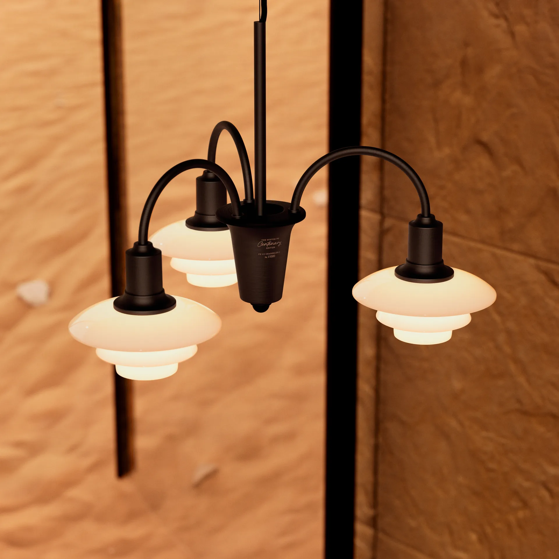 PH 1/1 Chandelier Centenary Edition lustre, Brass-dusty terracotta, 3 braços Louis Poulsen