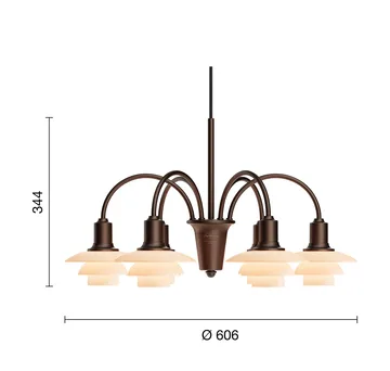 PH 1/1 Chandelier Centenary Edition lustre - Brass-dusty terracotta, 6 braços - Louis Poulsen