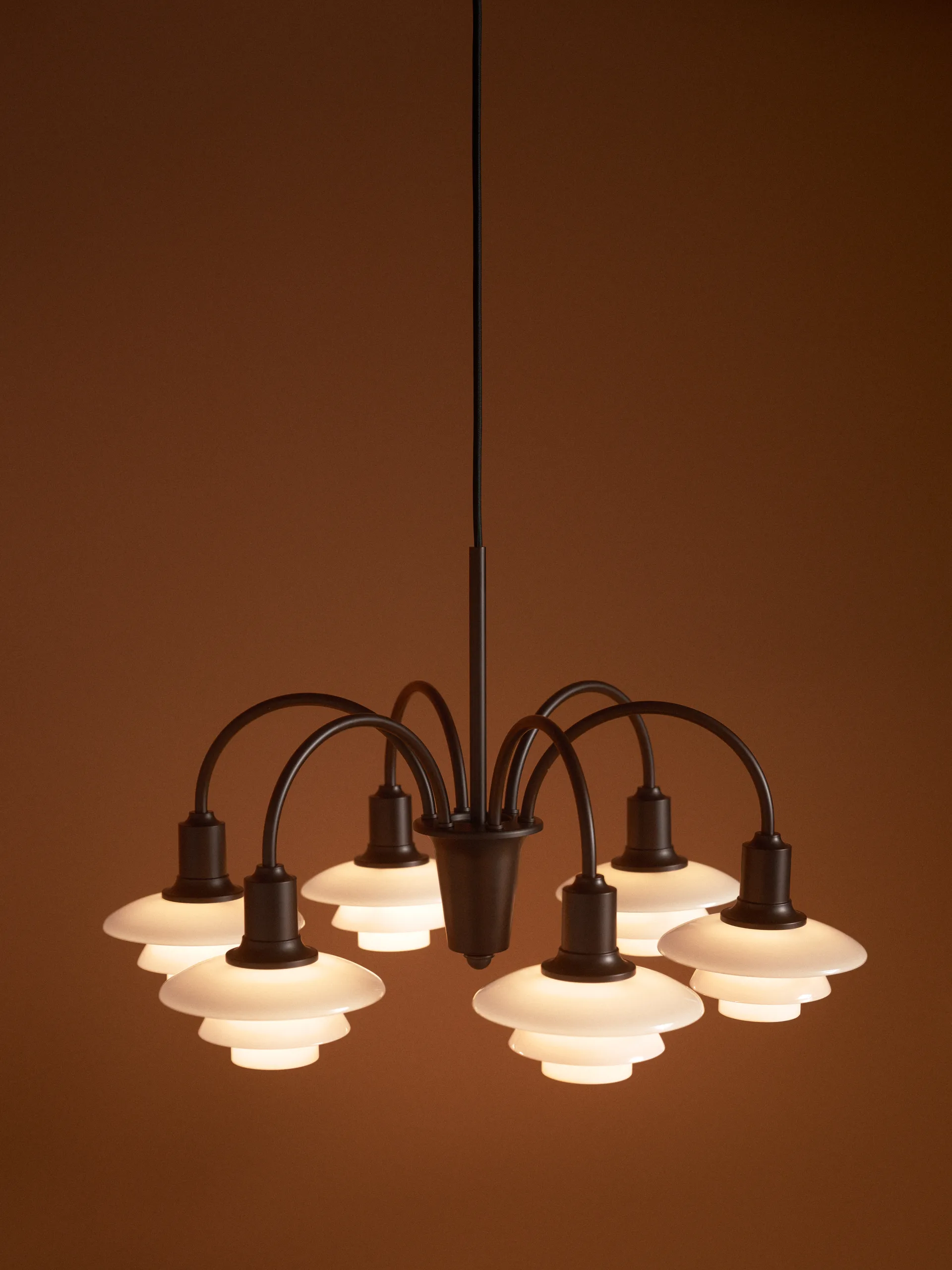 PH 1/1 Chandelier Centenary Edition lustre, Brass-dusty terracotta, 6 braços Louis Poulsen