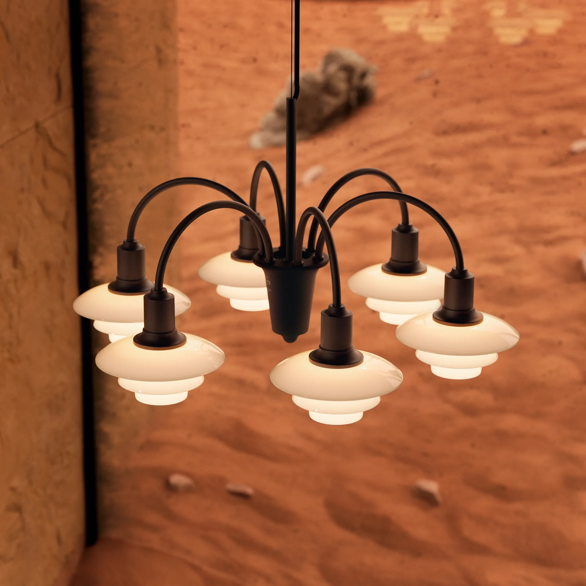 PH 1/1 Chandelier Centenary Edition lustre, Brass-dusty terracotta, 6 braços Louis Poulsen