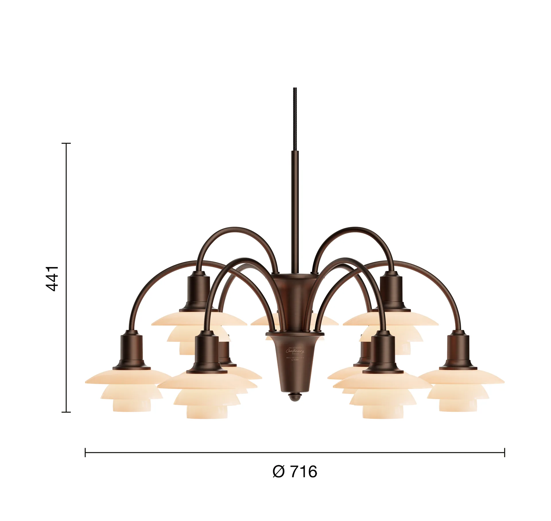 PH 1/1 Chandelier Centenary Edition lustre, Brass-dusty terracotta, 9 braços Louis Poulsen
