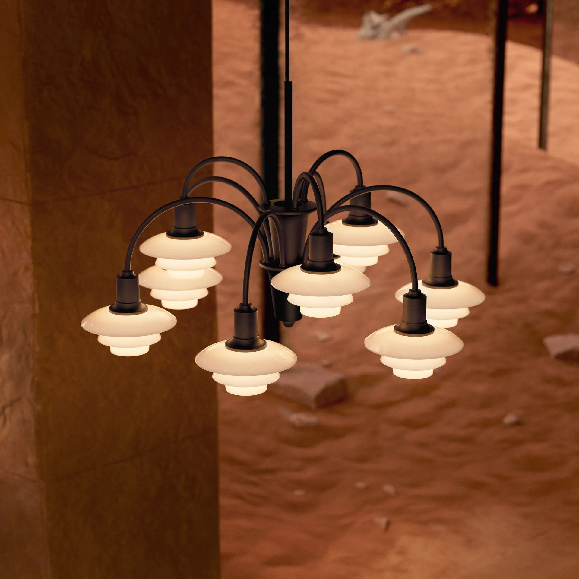PH 1/1 Chandelier Centenary Edition lustre, Brass-dusty terracotta, 9 braços Louis Poulsen