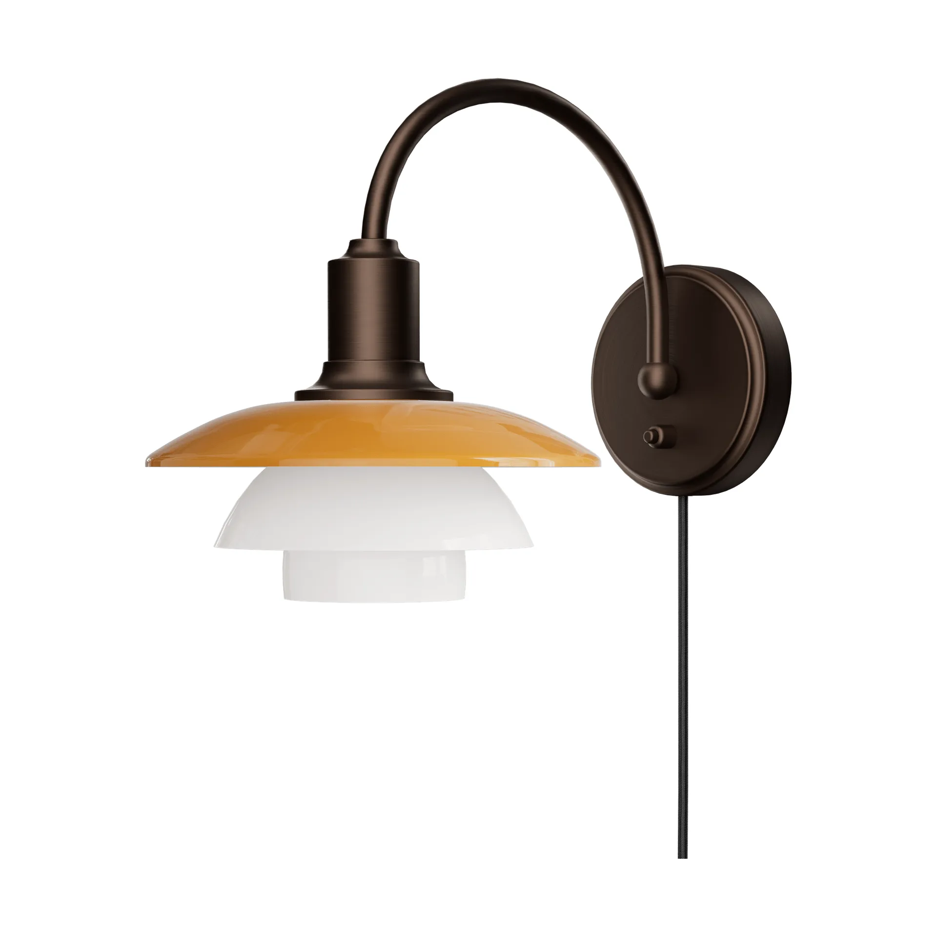 PH 2/2 Centenary Edition candeeiro de parede, Amber-opal white, ficha de tomada Louis Poulsen