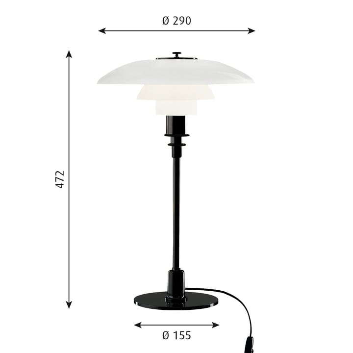 PH 3/2 candeeiro de mesa , Preto Louis Poulsen