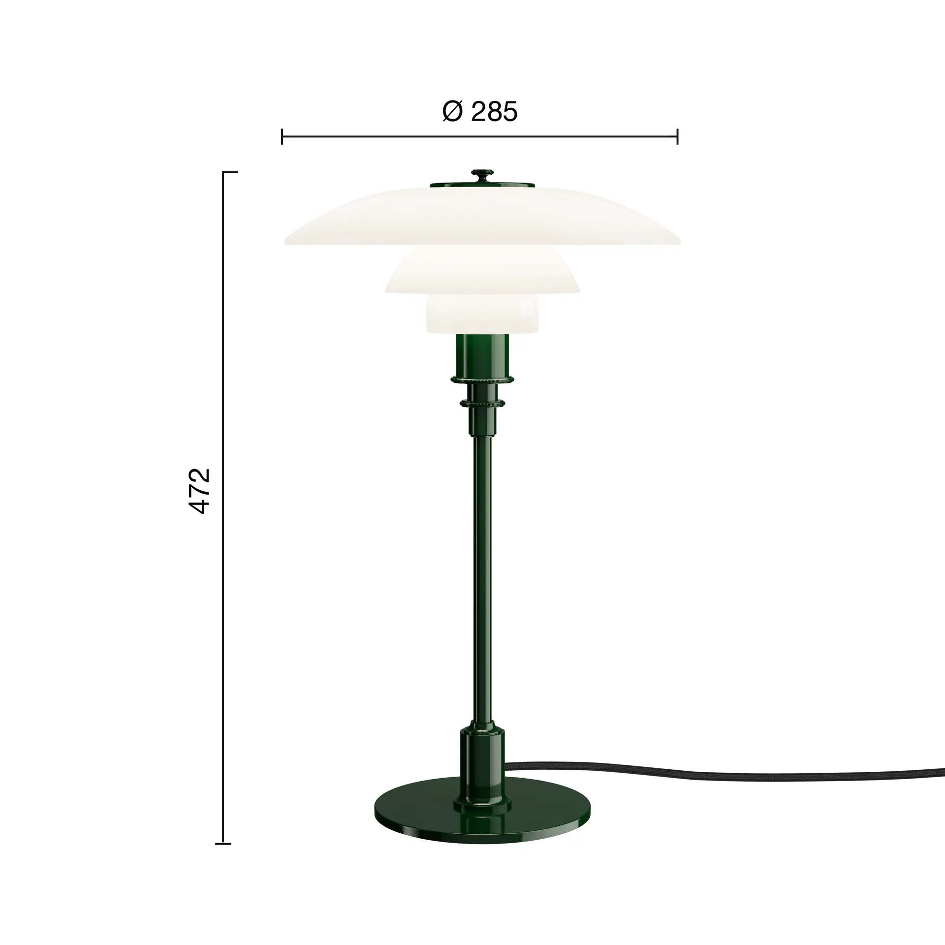 PH 3/2 candeeiro de mesa , Verde escuro brilhante Louis Poulsen