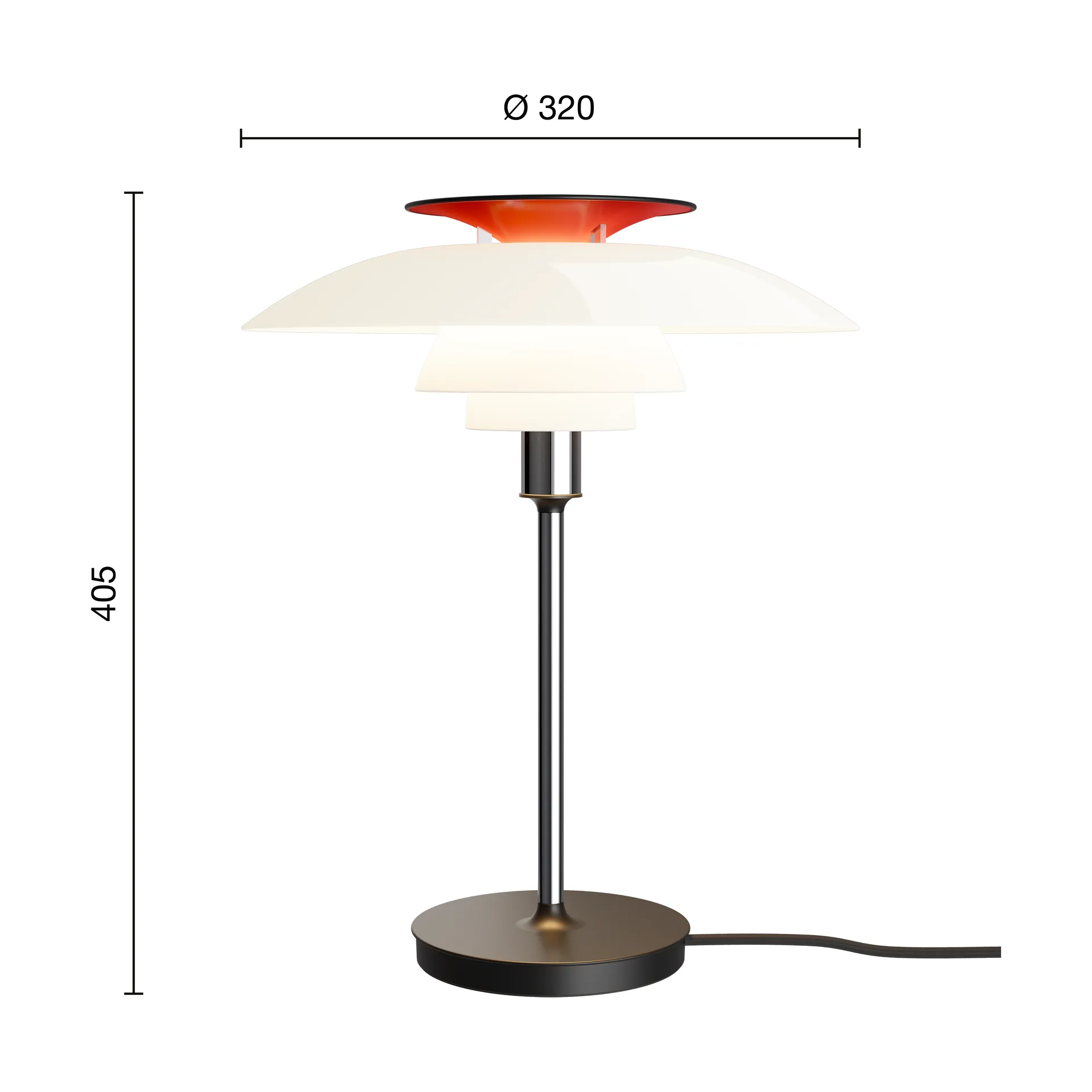 PH 80 candeeiro de mesa, Opala branca, cromado Louis Poulsen