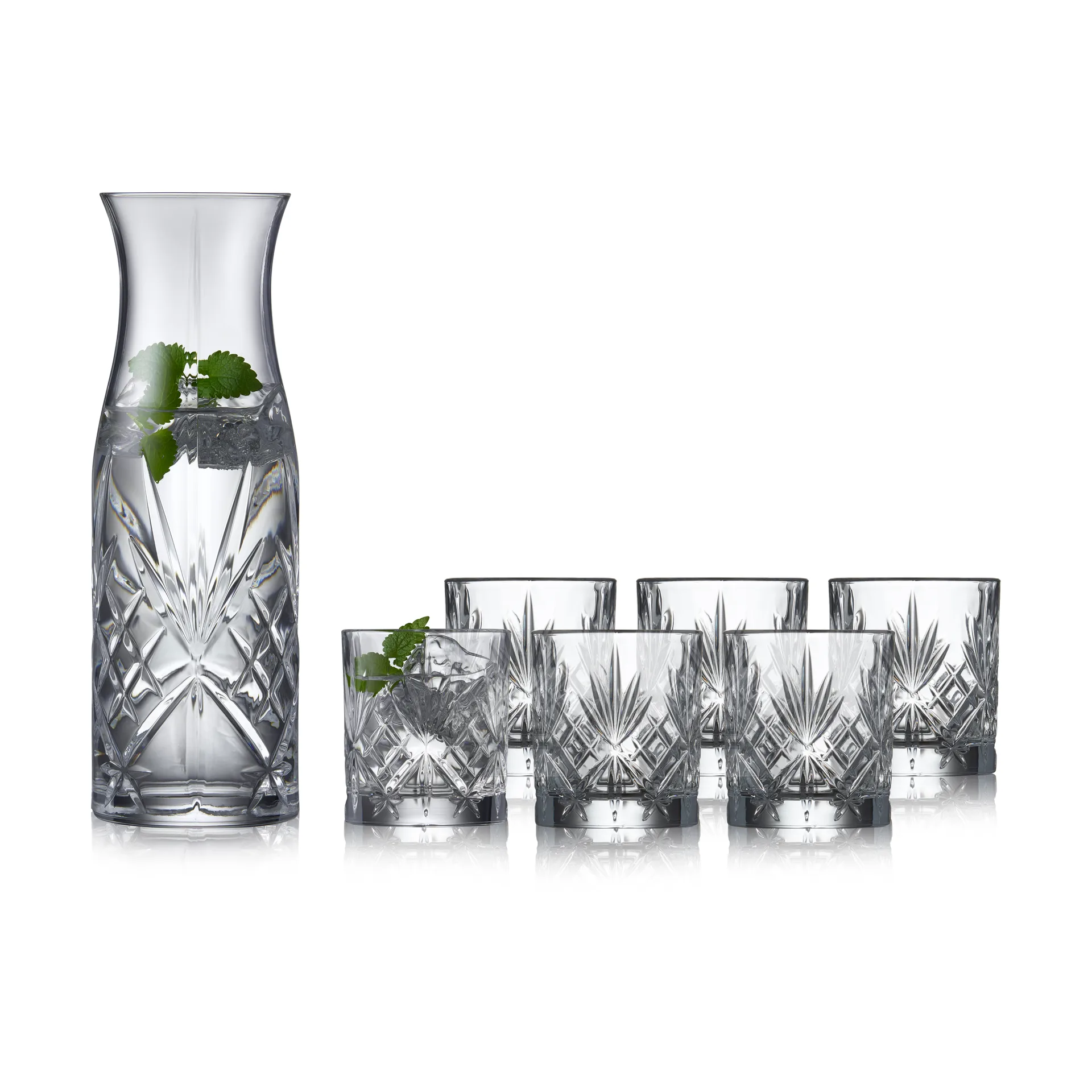 Jarra e copo Melodia 7 peças, Cristal Lyngby Glas