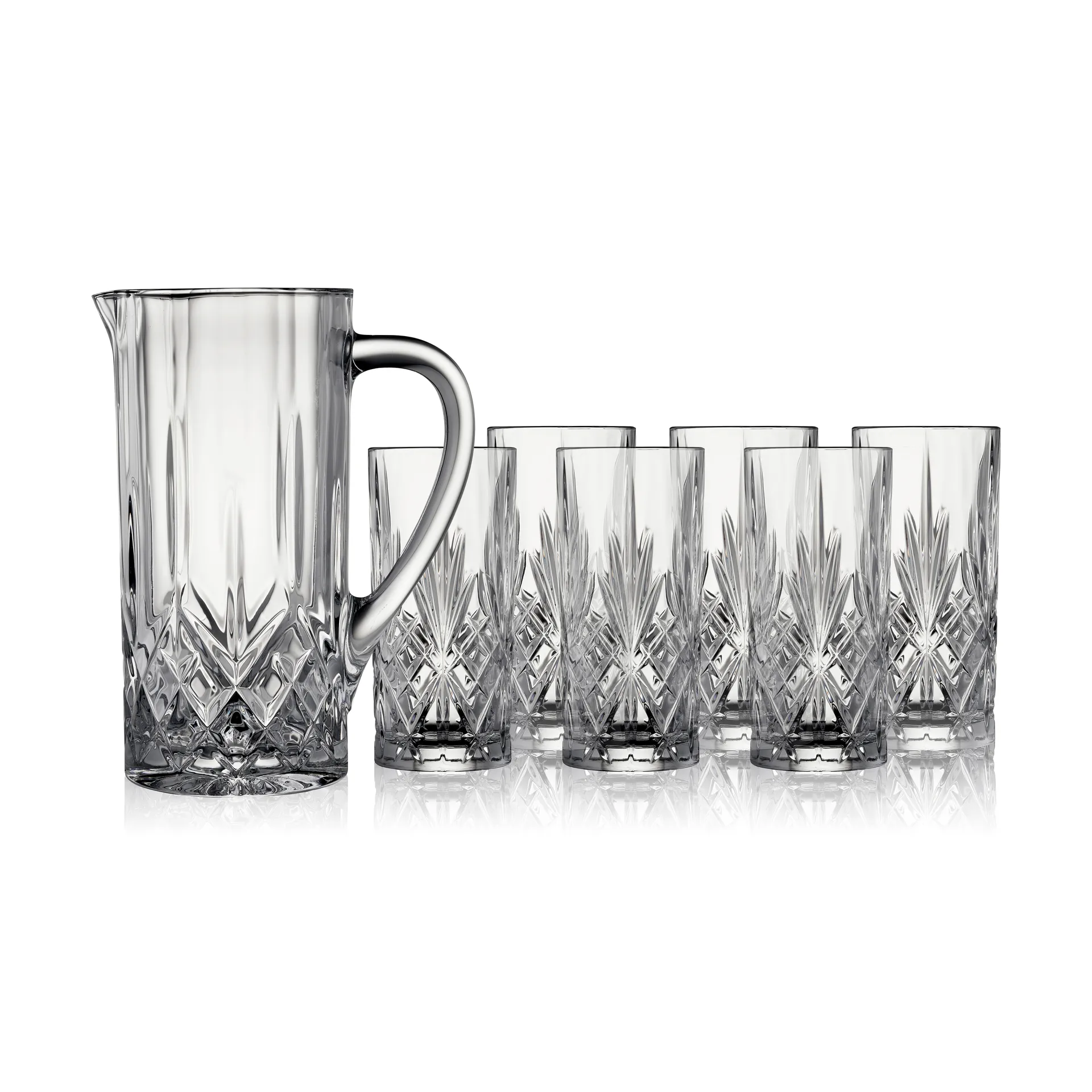 Jarra e copos highball Melodia 7 peças, Cristal Lyngby Glas