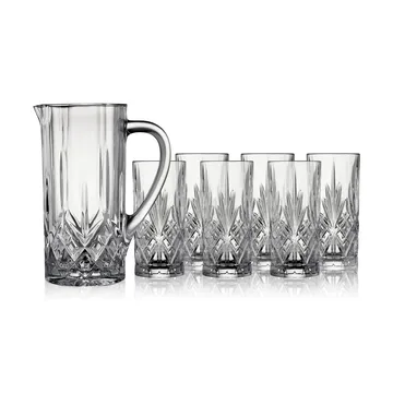 Jarra e copos highball Melodia 7 peças - Cristal - Lyngby Glas