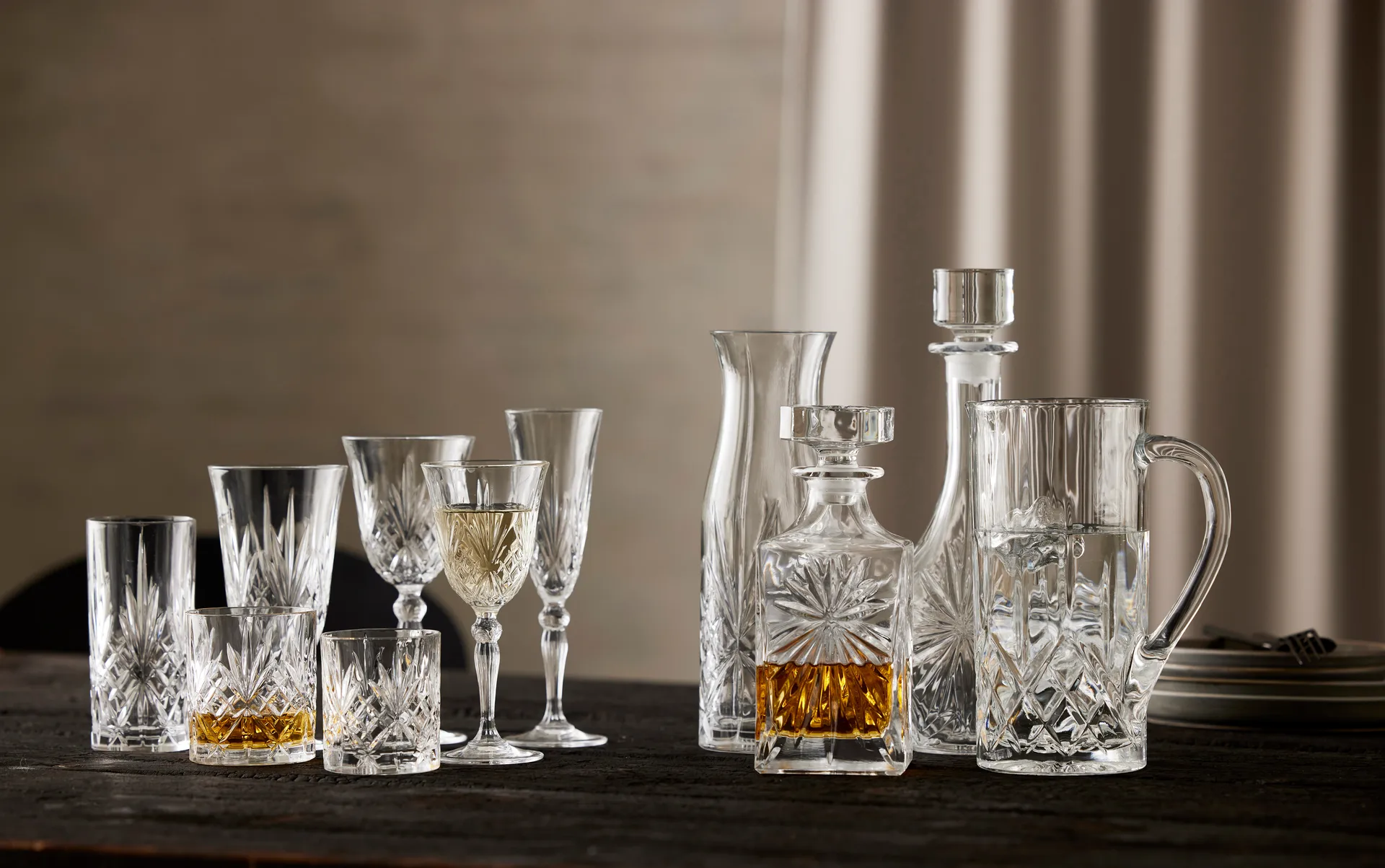 Jarra e copos highball Melodia 7 peças, Cristal Lyngby Glas