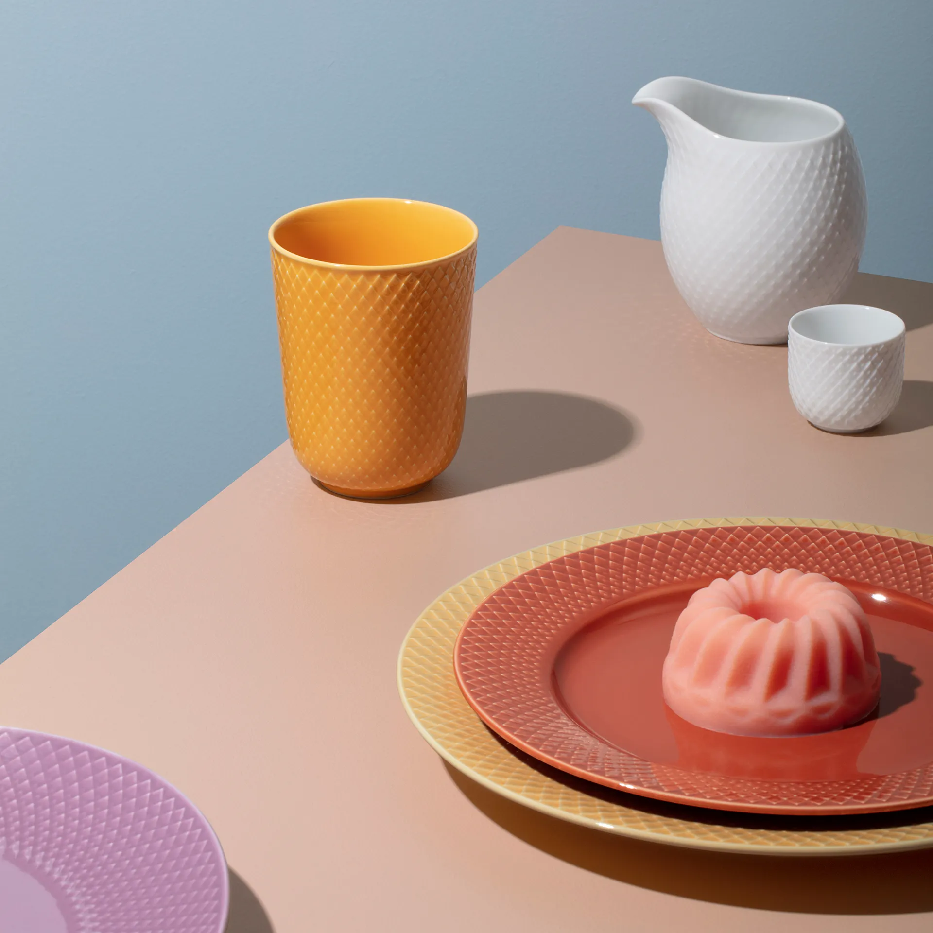 Caneca sem pega Rhombe 33 cl, amarelo Lyngby Porcelæn